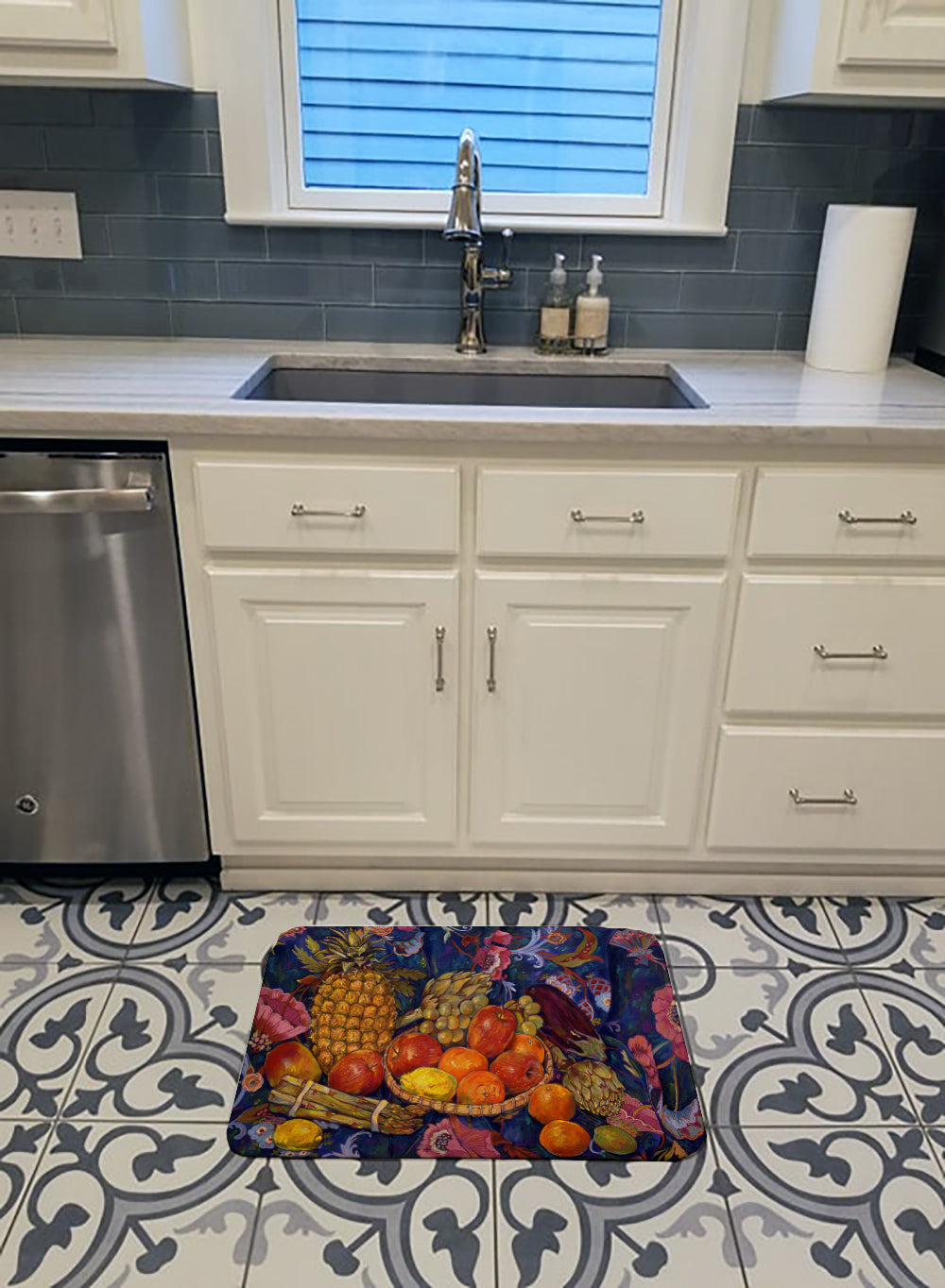 Fruit & Vegetables by Neil Drury Memory Foam Kitchen Mat Machine Washable Anti-Fatigue Cushion Comfort Bath or Kitchen Rug