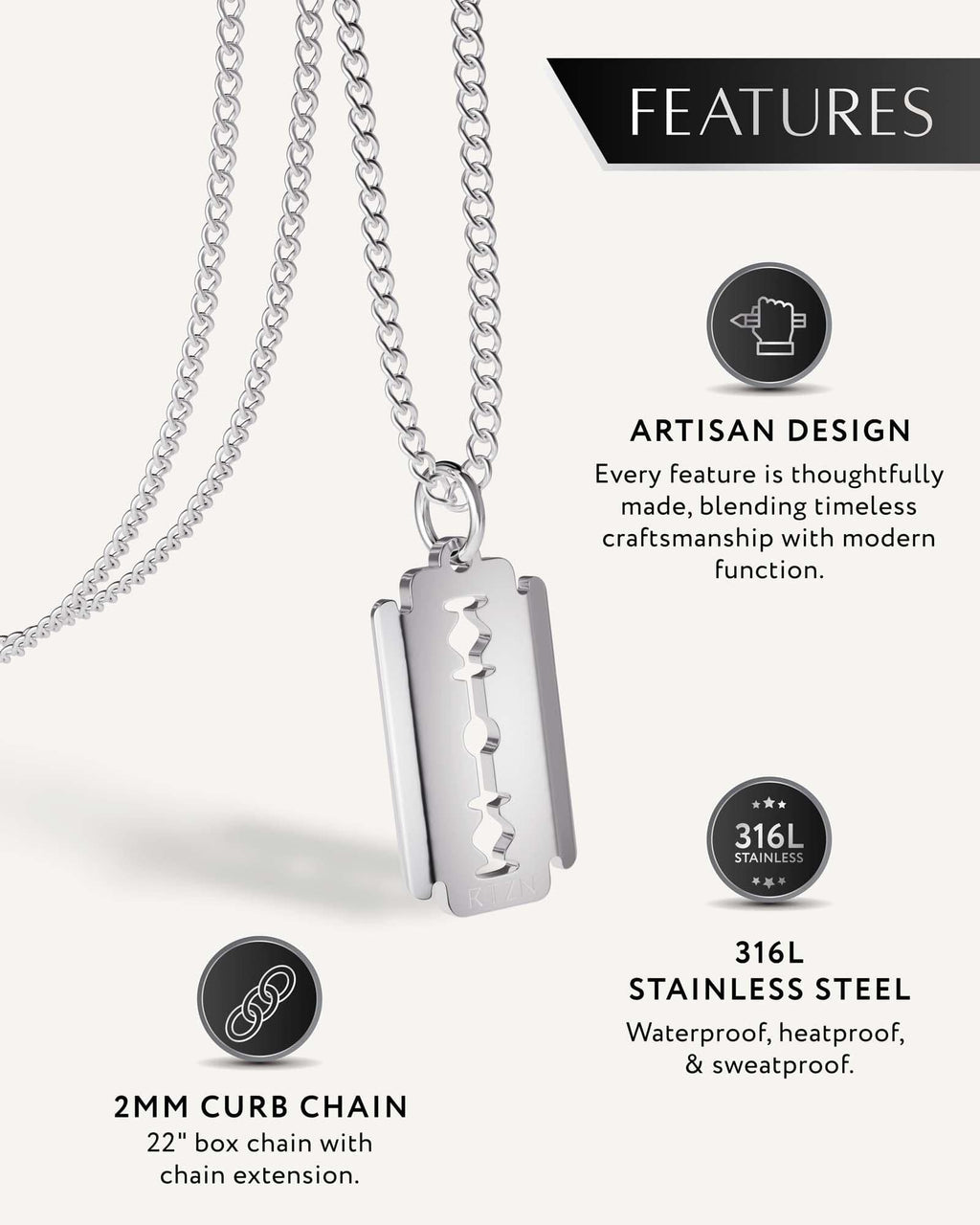 Razor Blade Pendant Necklace