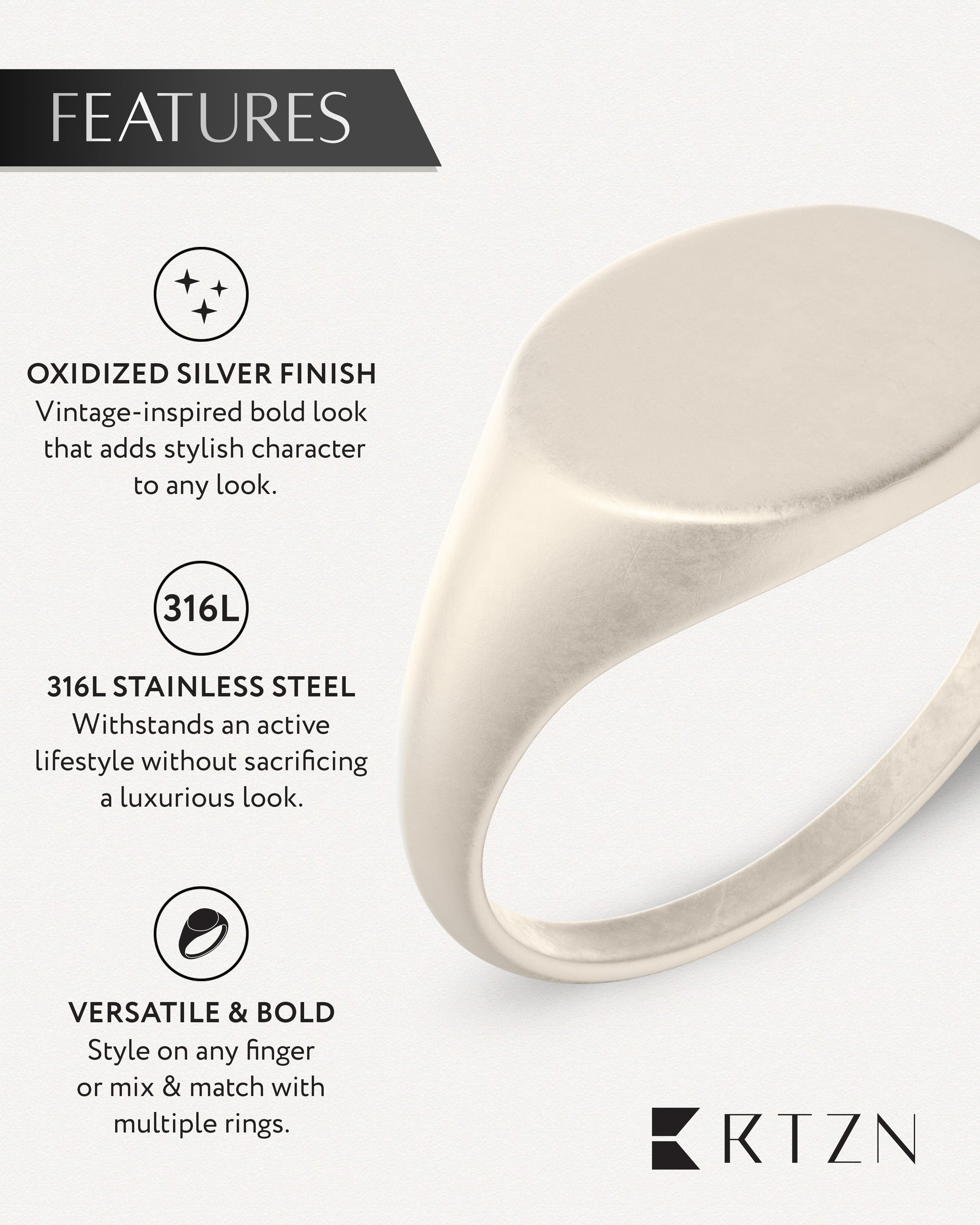 Round Signet Rings (Oxidized)