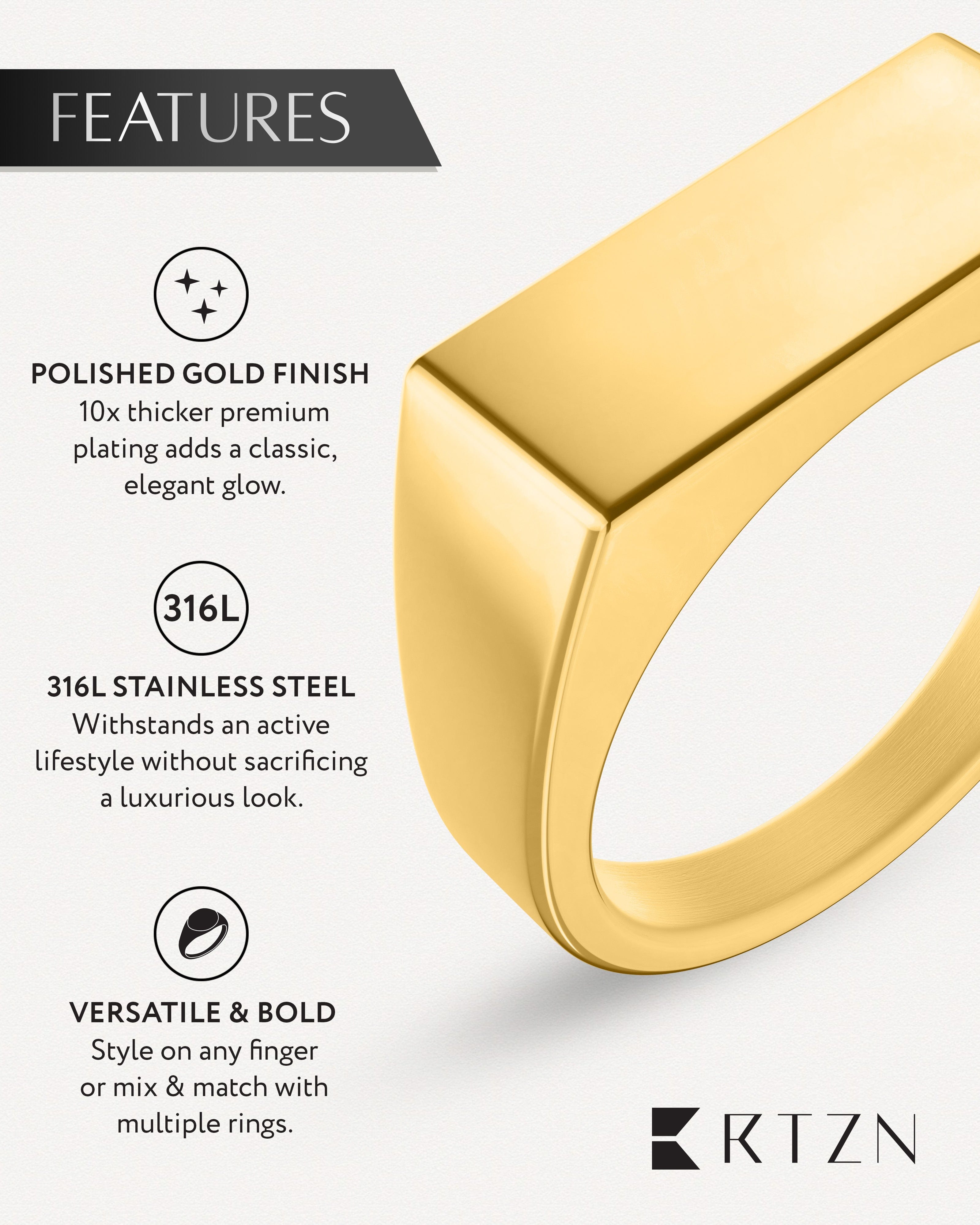 Rectangle Signet Rings (Gold)