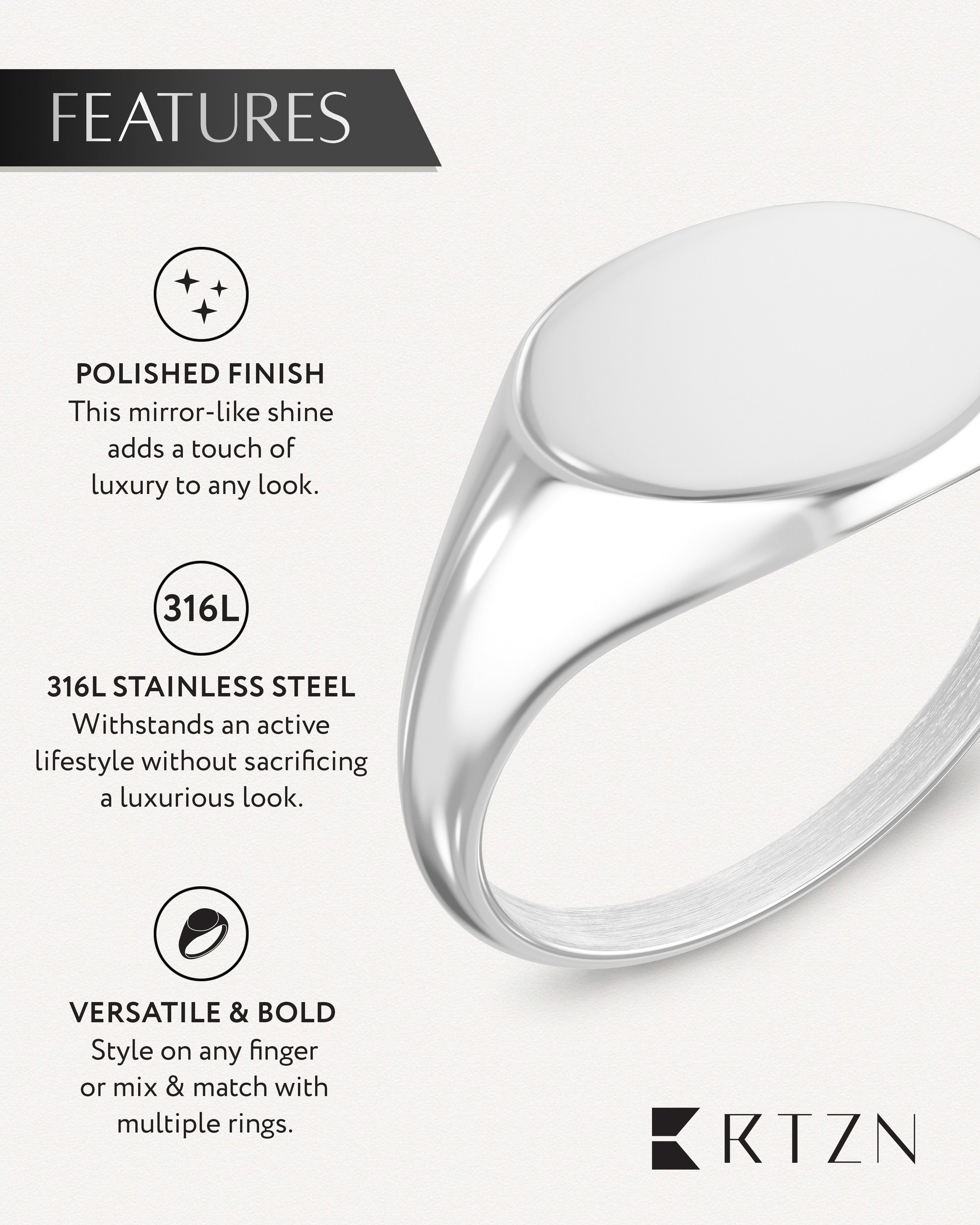 Silver Round Signet Rings (Polished)
