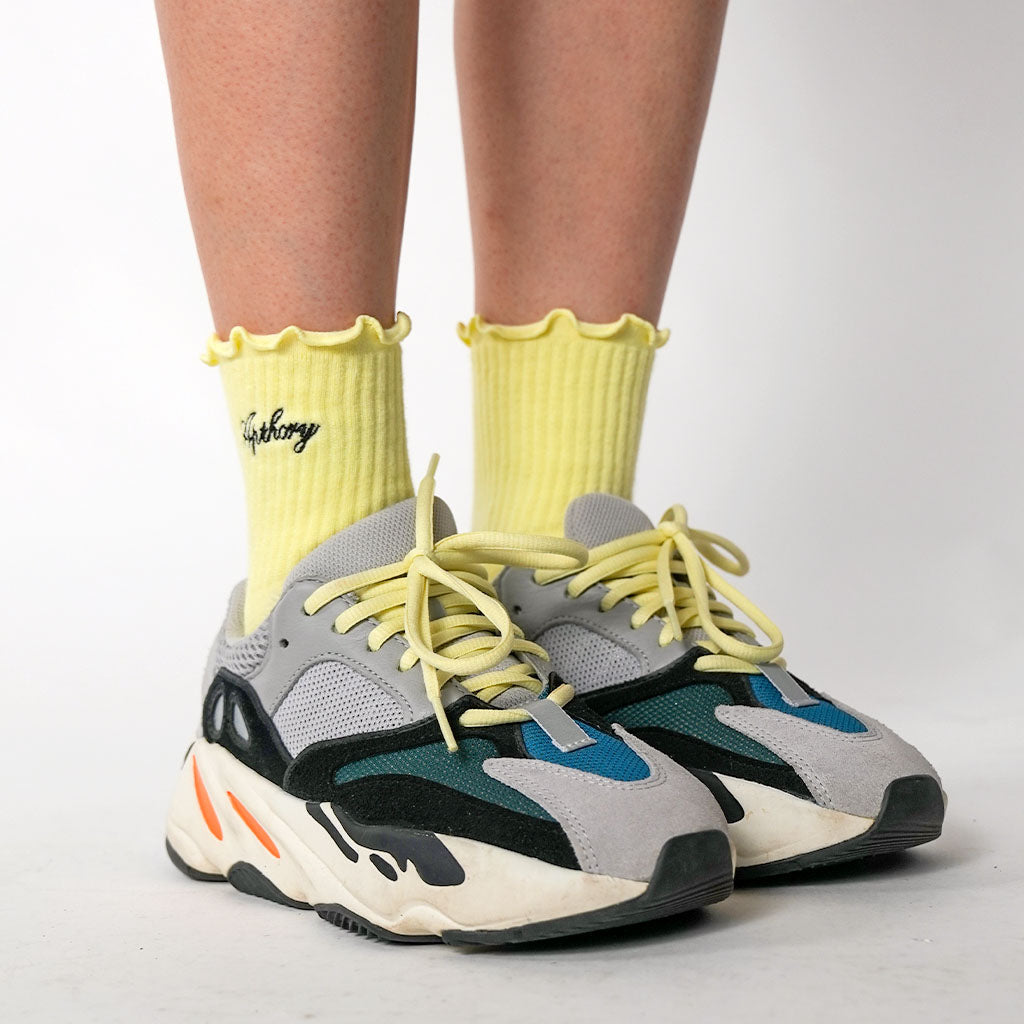 WMNS Lettuce Edge Quarter Socks - Butter Yellow