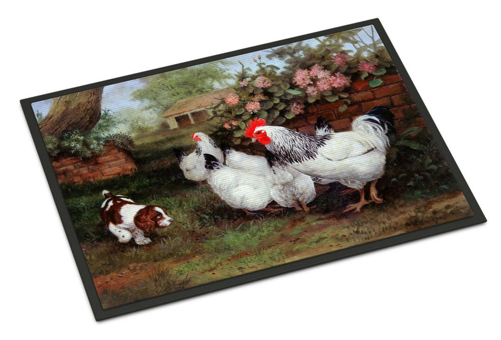 Chickens, Hens and Puppy Doormat Indoor Outdoor 24H X 36W Front Door Mat Rugs for Entryway, Non Slip Washable Low Pile,