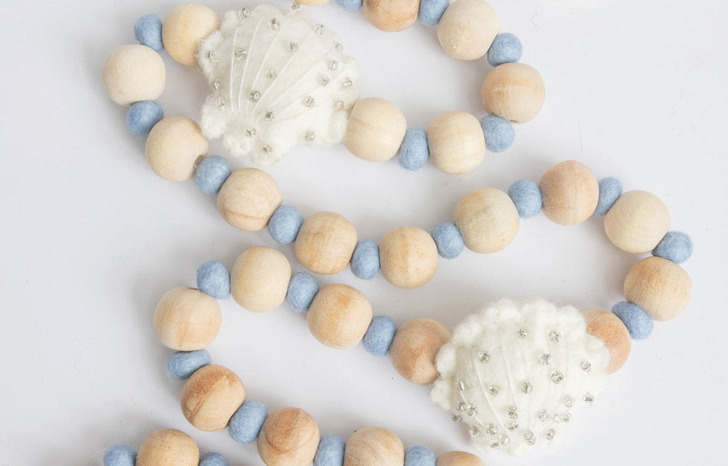 Coastal Seashell Wood and Felt Garland