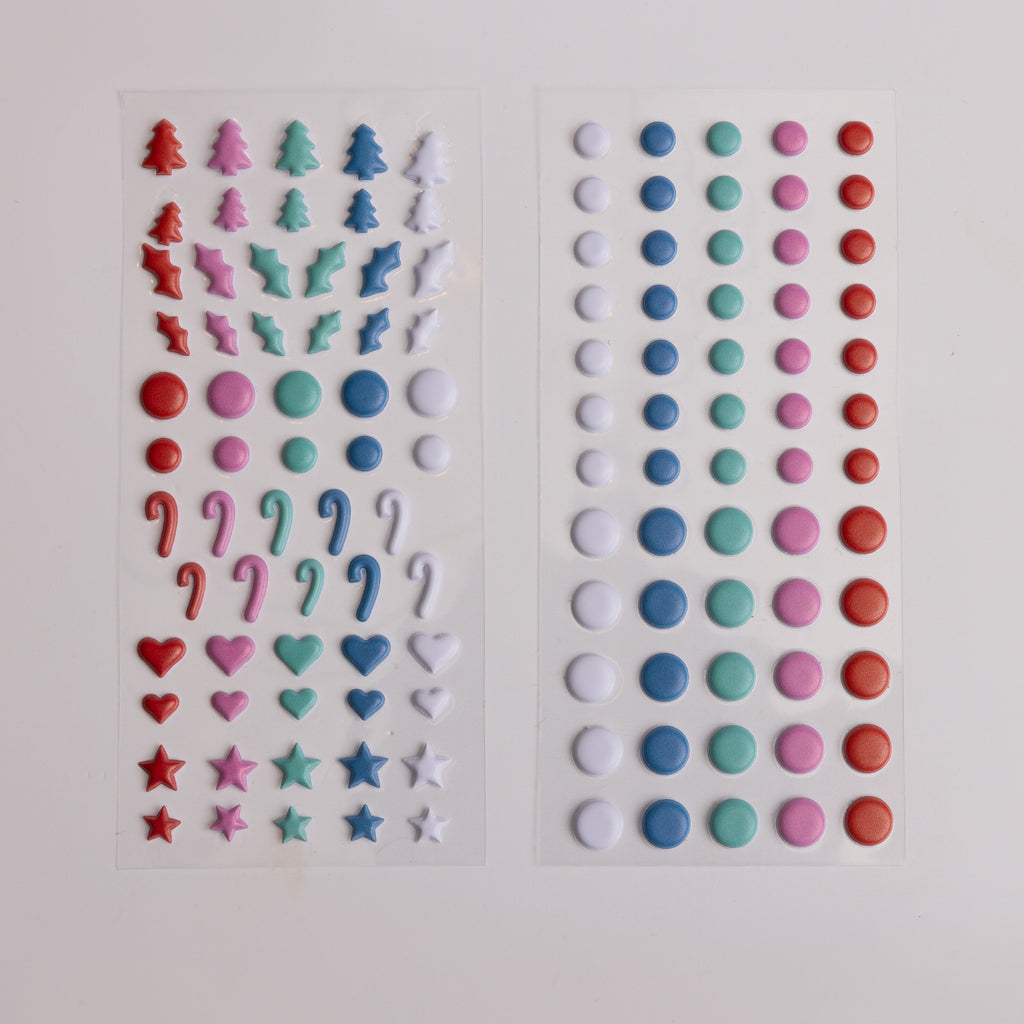 Bow & Arrough™ Holiday Candy Colored Dots Puffy Stickers