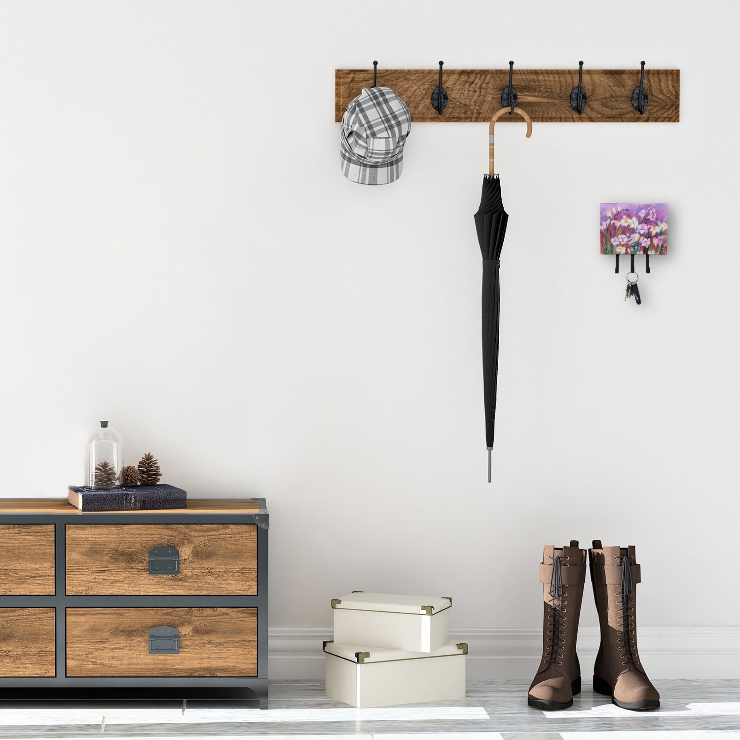 Freesias Leash or Key Holder Wall Hooks, Coat Rack Wall Mount, for Hanging Keys, Towels, Aprons, Leashes