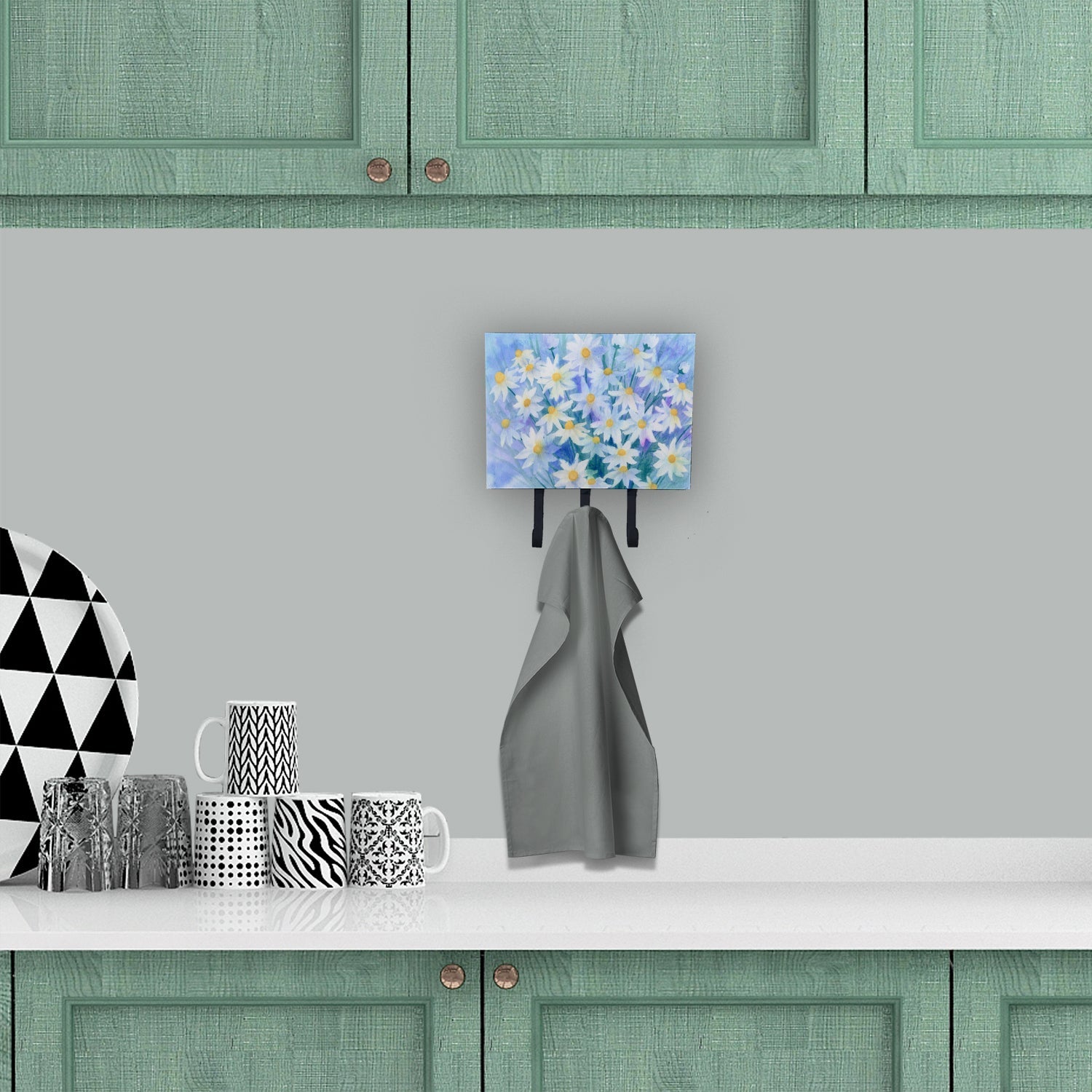 Light and Airy Daisies Leash or Key Holder Wall Hooks, Coat Rack Wall Mount, for Hanging Keys, Towels, Aprons, Leashes