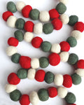 Red Green and White Felt Ball Garland