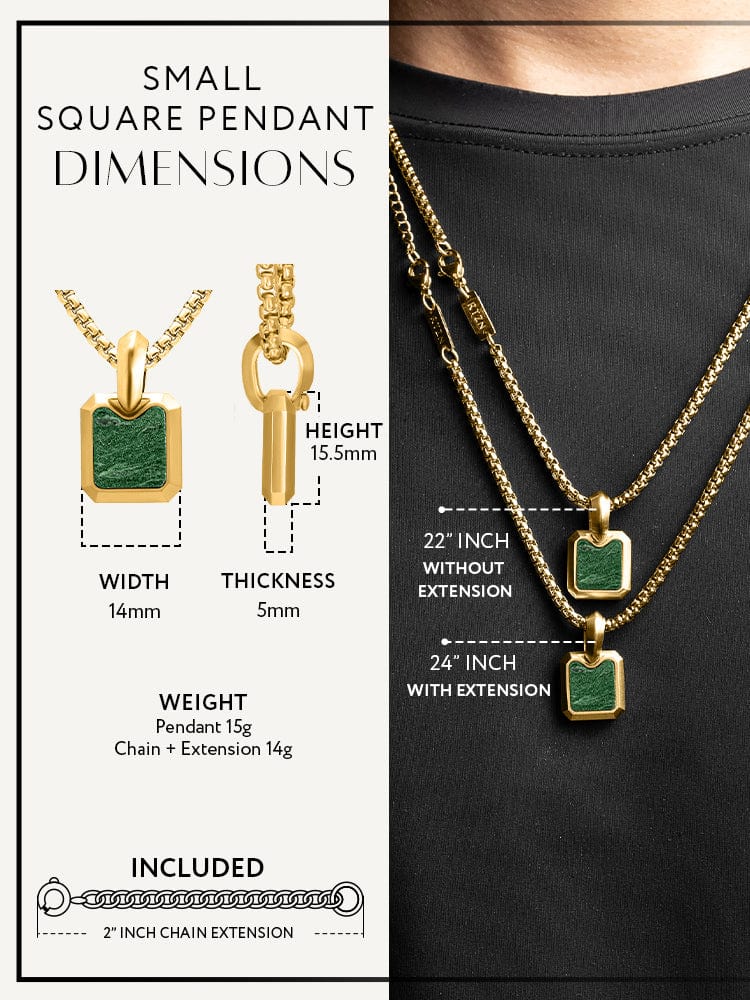 Square Jade Pendant Necklace