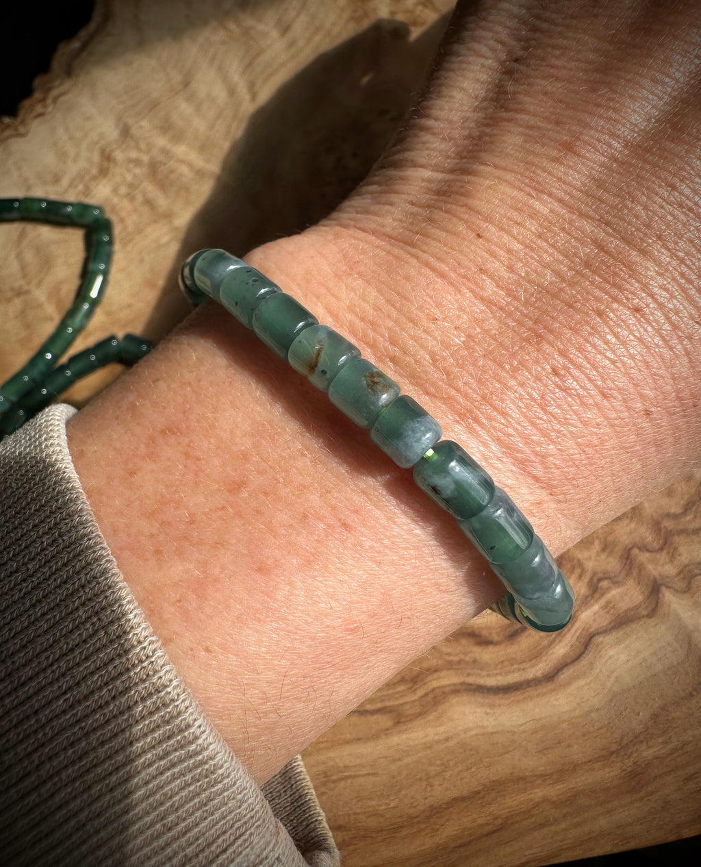 Guatemalan Jadeite Bead Bracelet - 5X6mm beads - Sold Individually