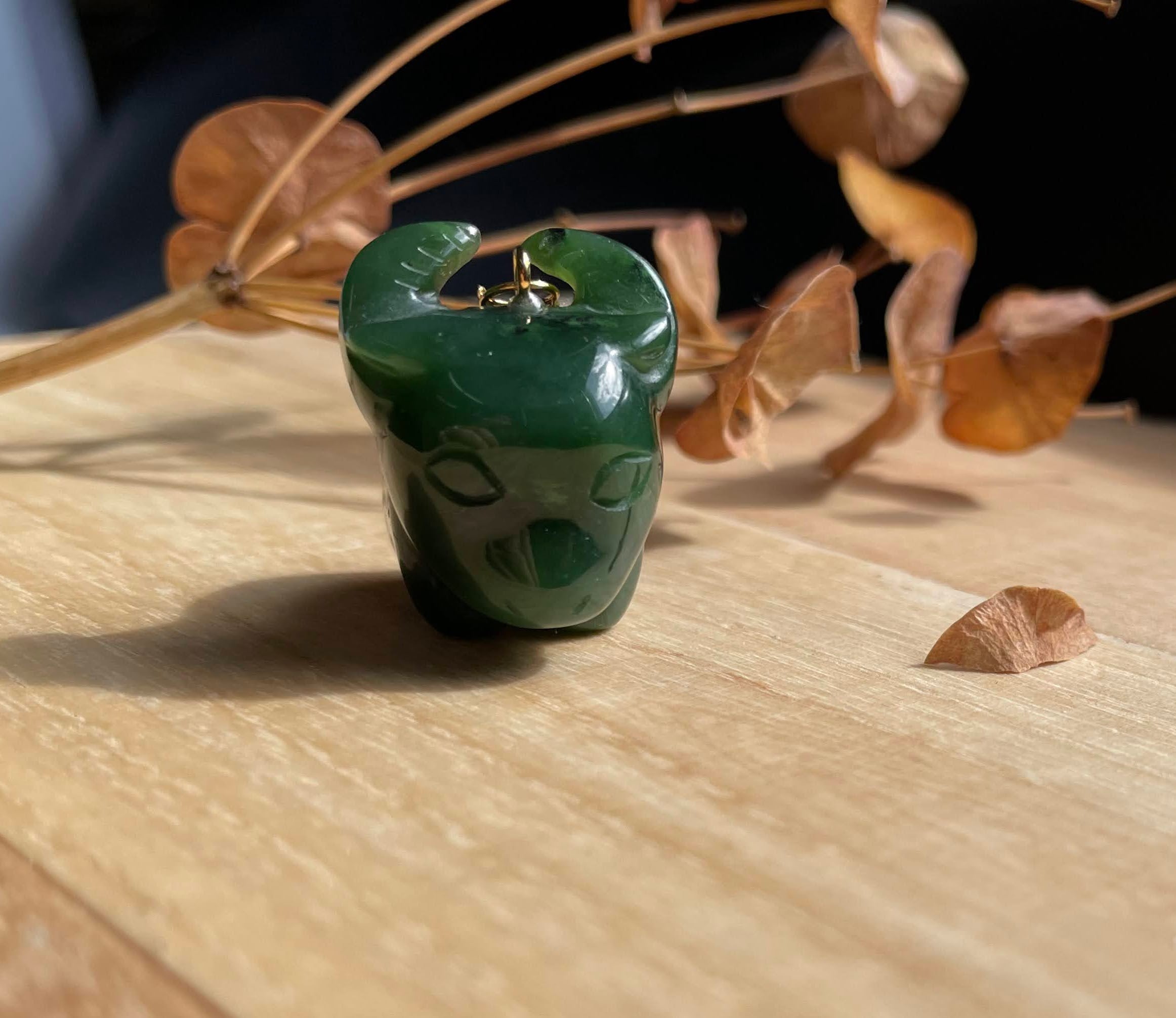 Jade Ox Cartoon Charm, 1"