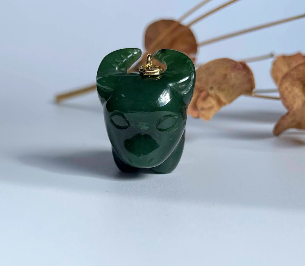 Jade Ox Cartoon Charm, 1"