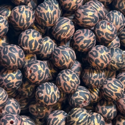 P50 BROWN GLITTER LEOPARD 15MM PRINT (10ct)