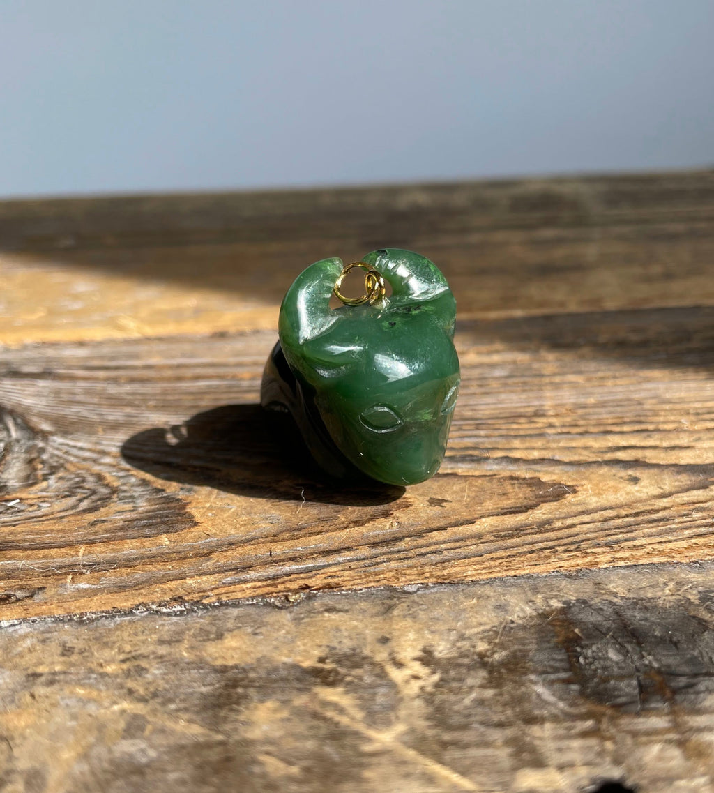 Jade Ox Cartoon Charm, 1"