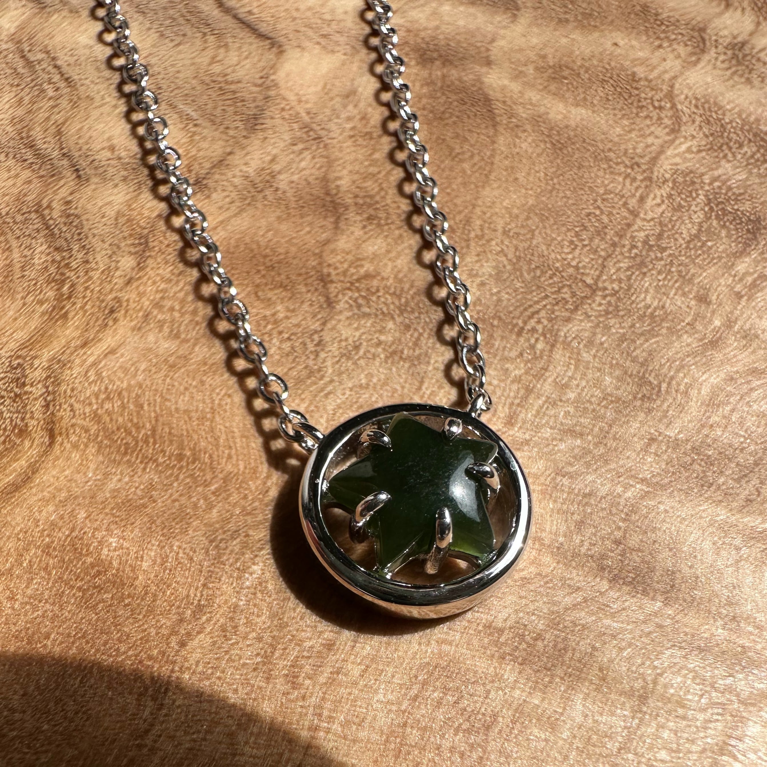 Canadian Jade and Silver Star Pendant - 2476