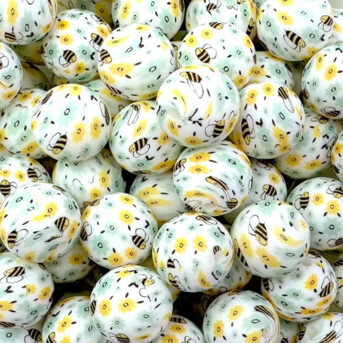 P449 BUSY BEES 15MM PRINT (10ct)