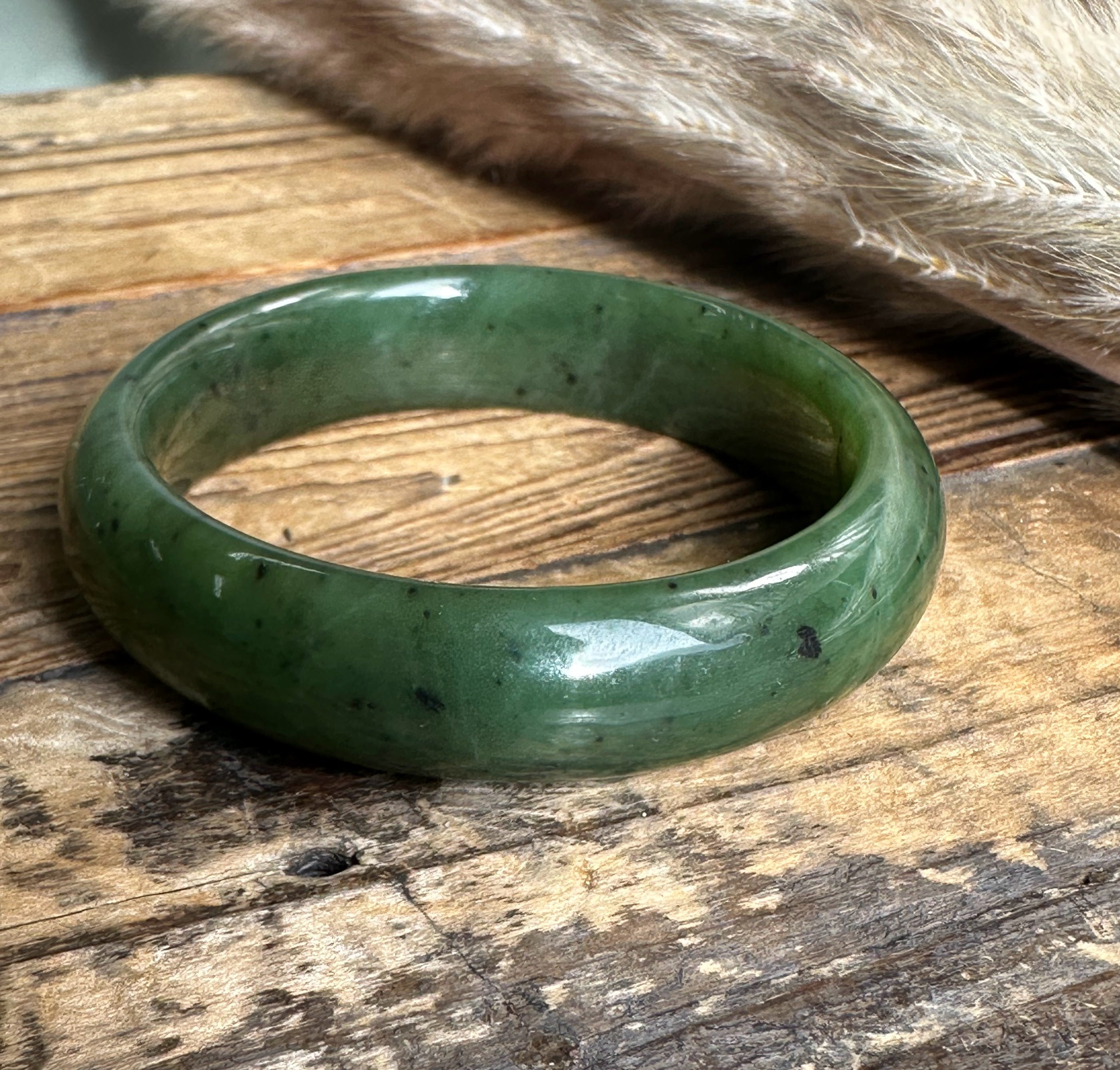 Wide Jade Bangles 15mm, Sizes 52