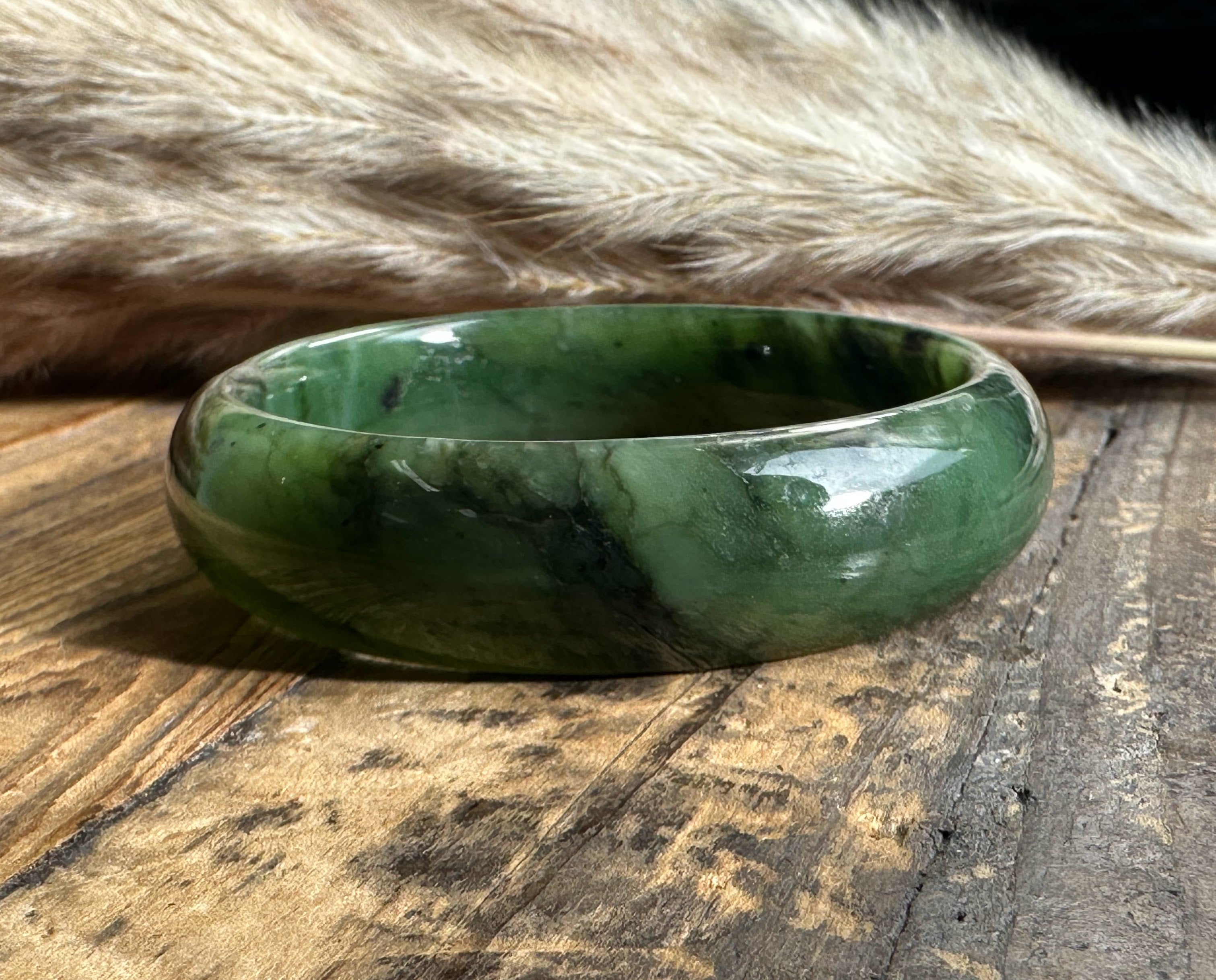 Wide Jade Bangles 15mm, Sizes 52