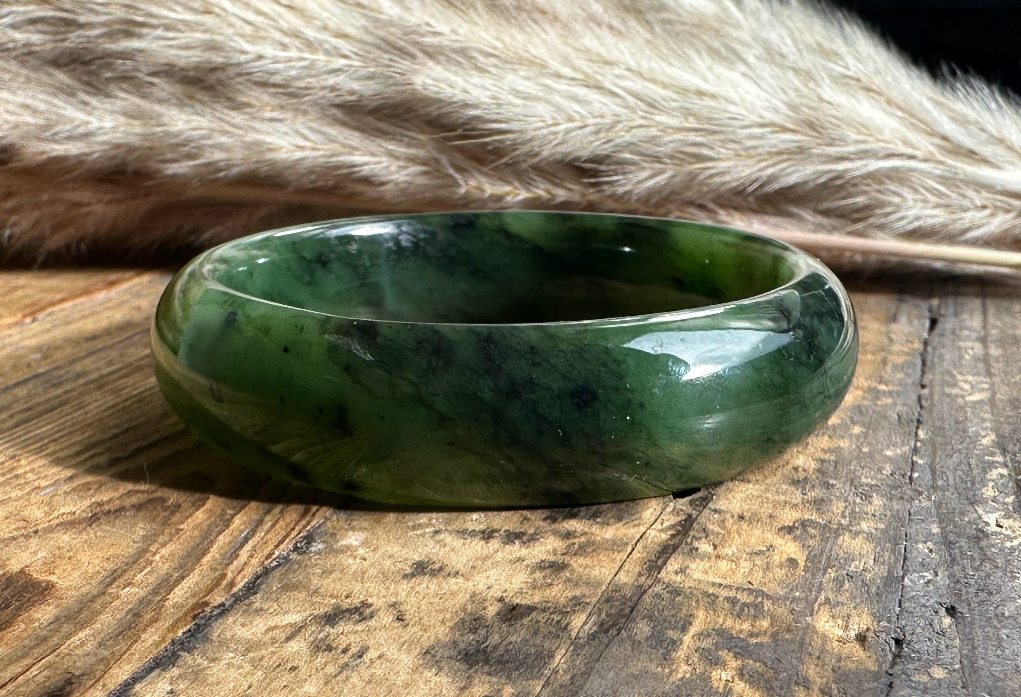 Wide Jade Bangles 15mm, Sizes 52