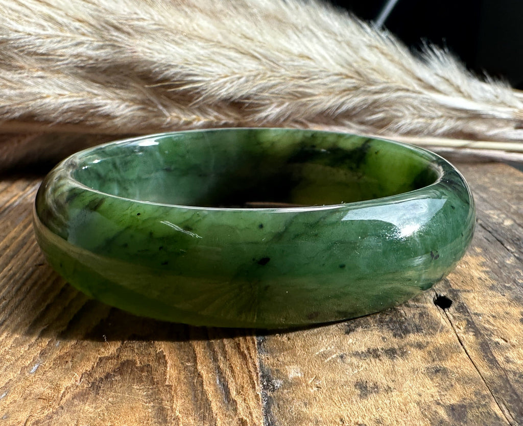Wide Jade Bangles 15mm, Sizes 52