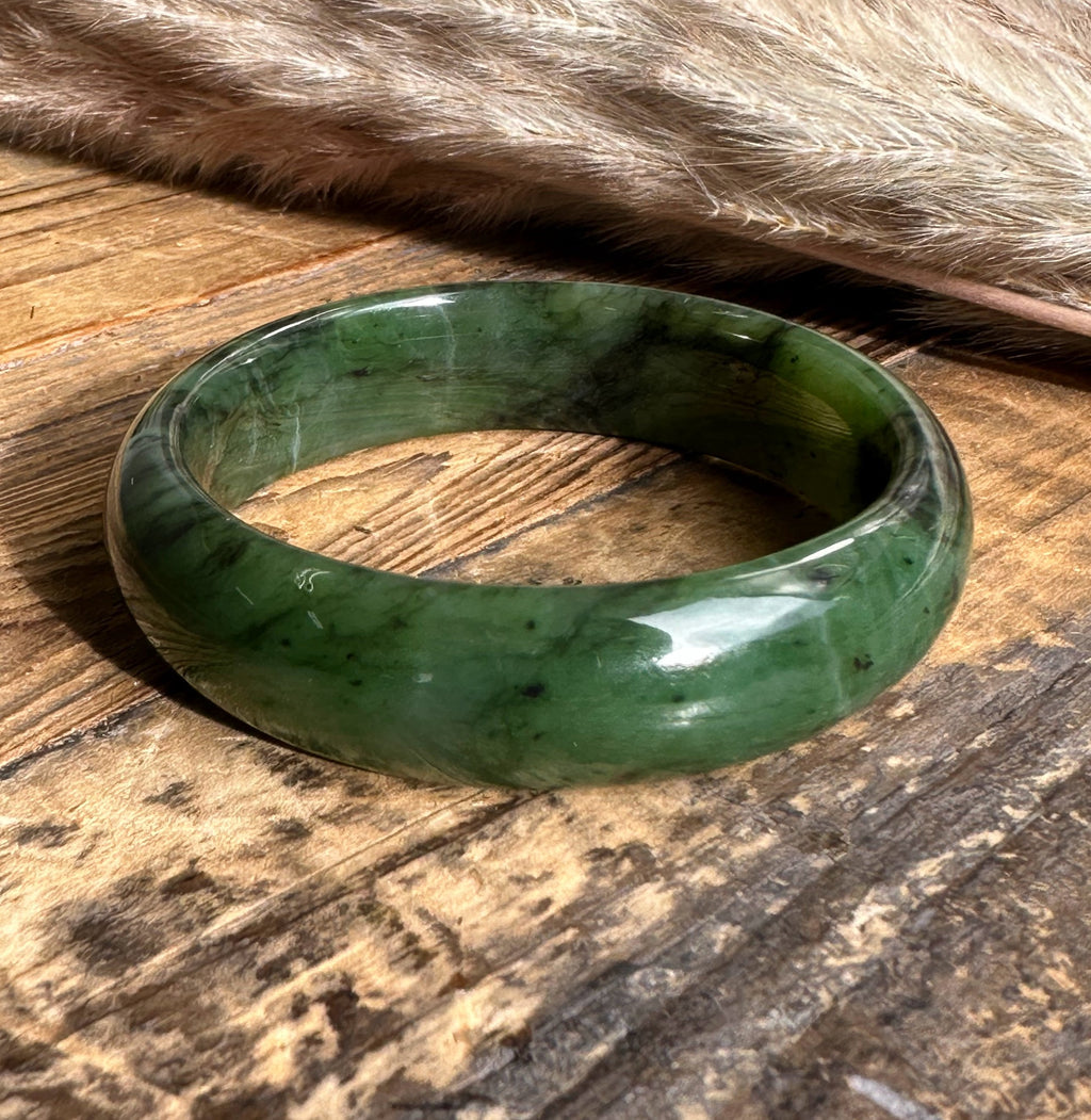 Wide Jade Bangles 15mm, Sizes 52