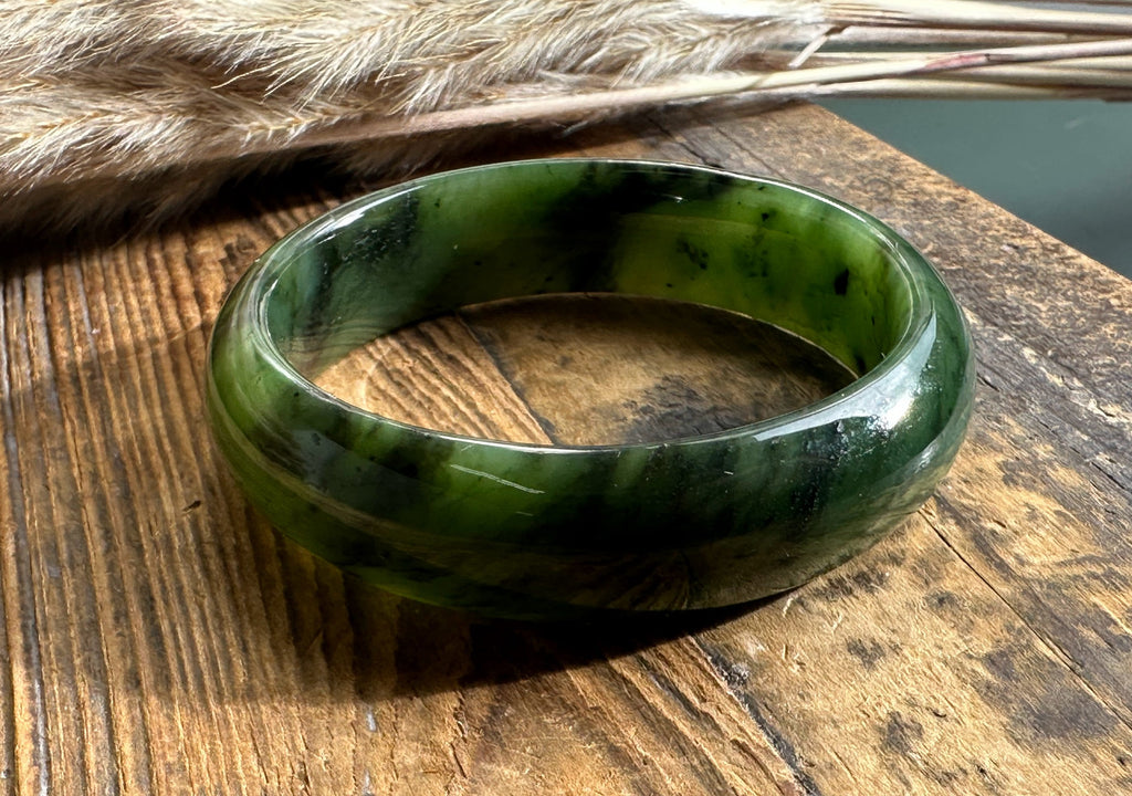 Wide Jade Bangles 15mm, Sizes 52