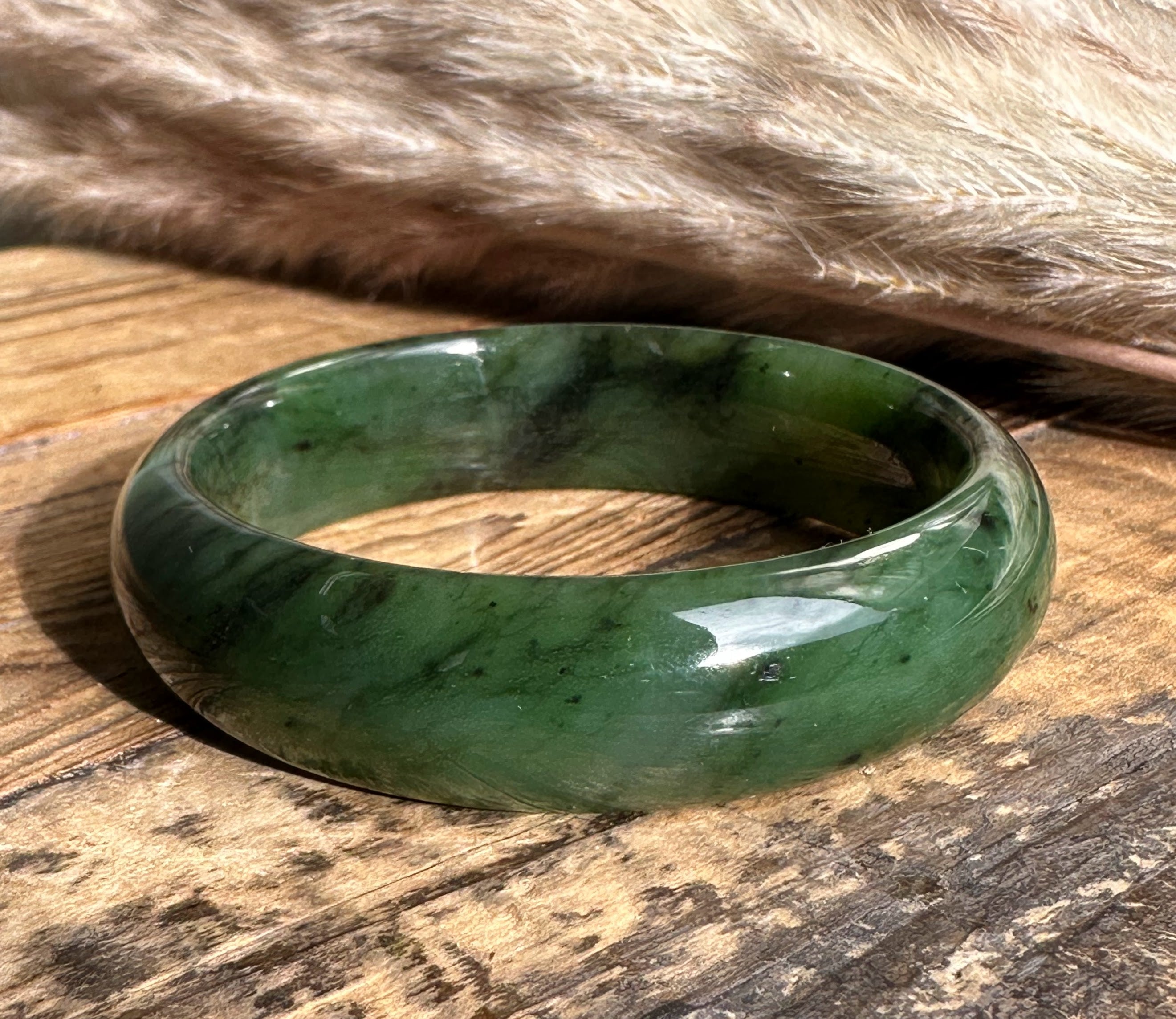 Wide Jade Bangles 15mm, Sizes 52