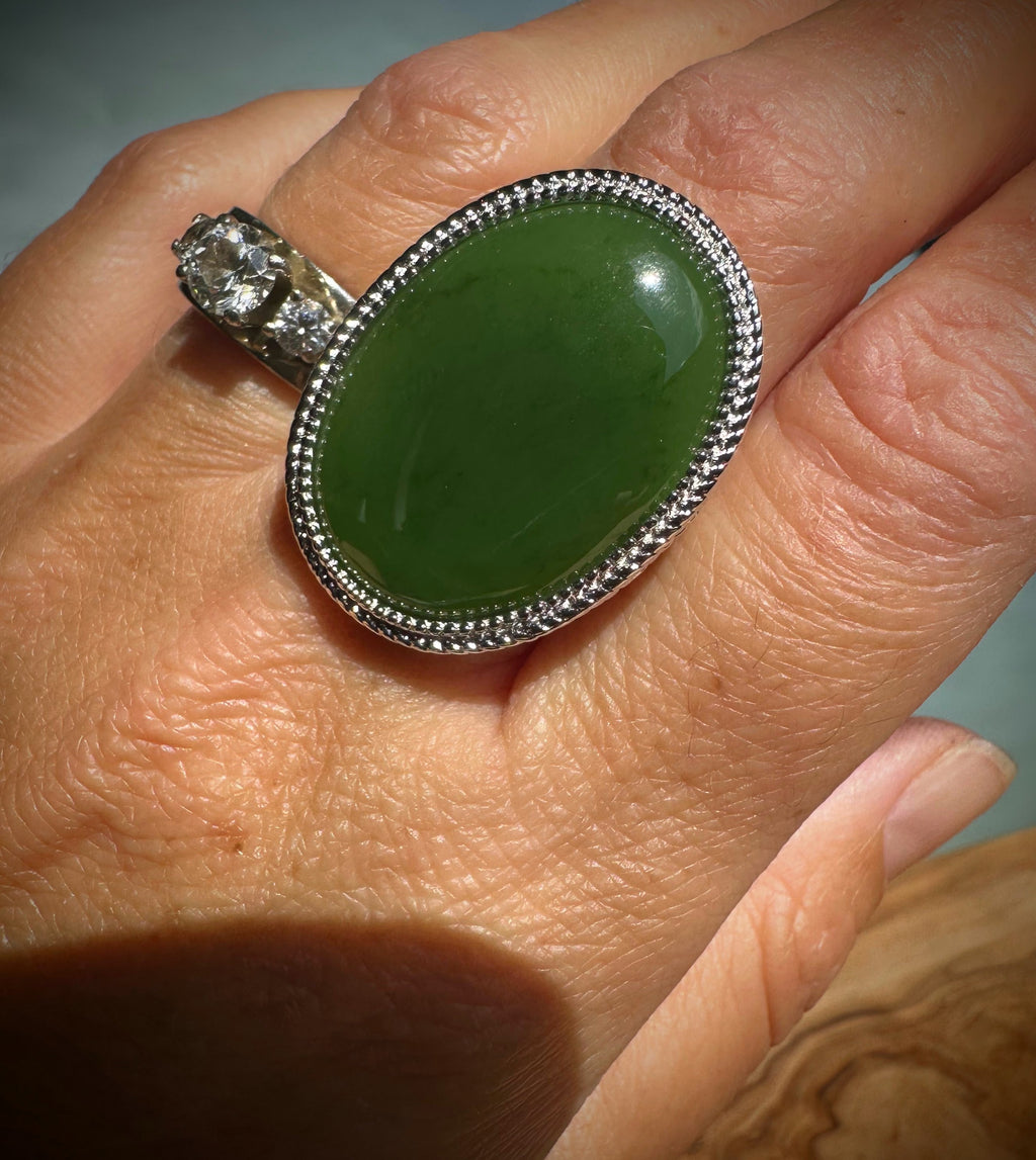 Canadian Jade Silver Ring - 1917 - Only size 10 left