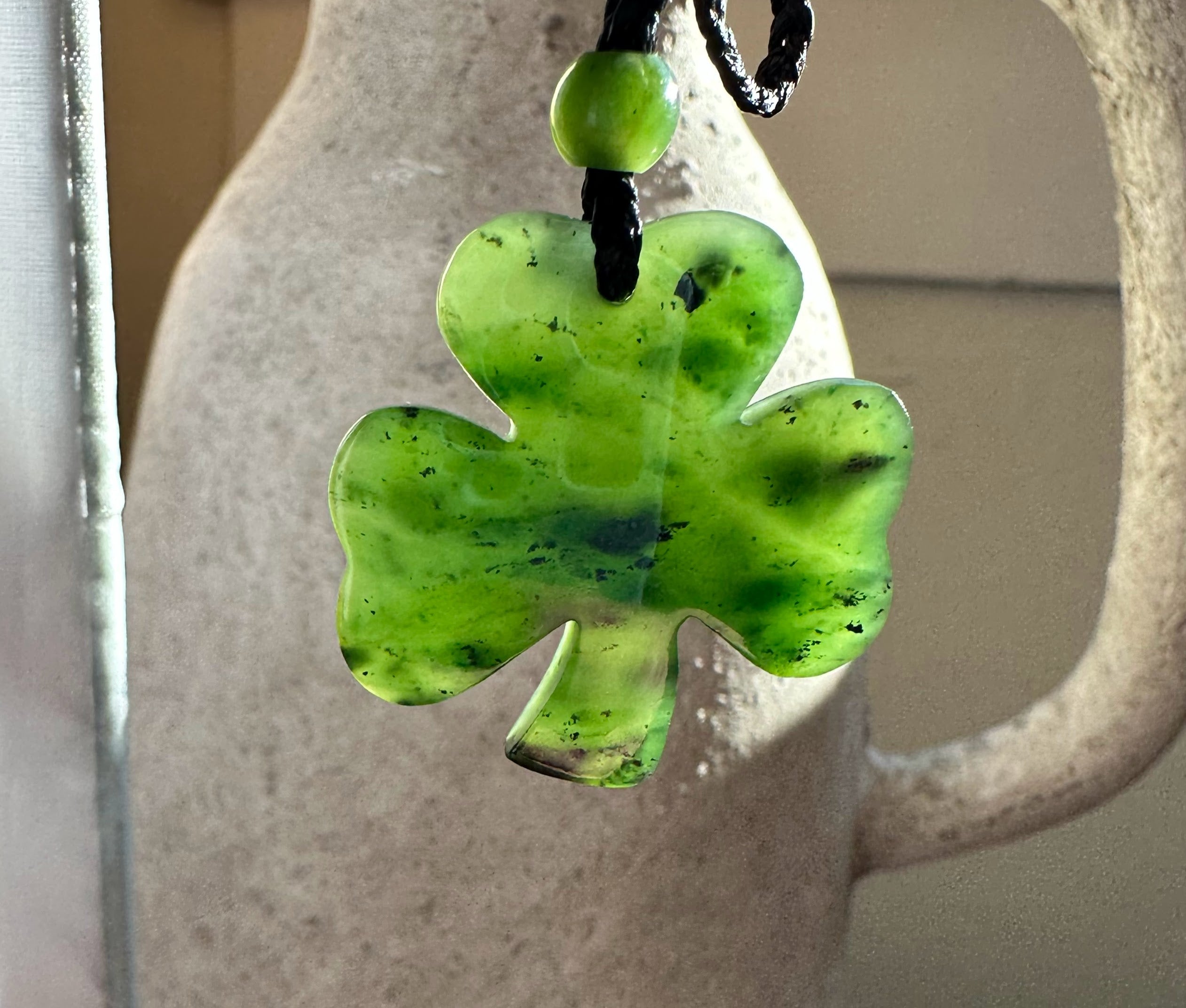 Canadian Jade 3 Leaf Clover Pendant - 30mm - 1451