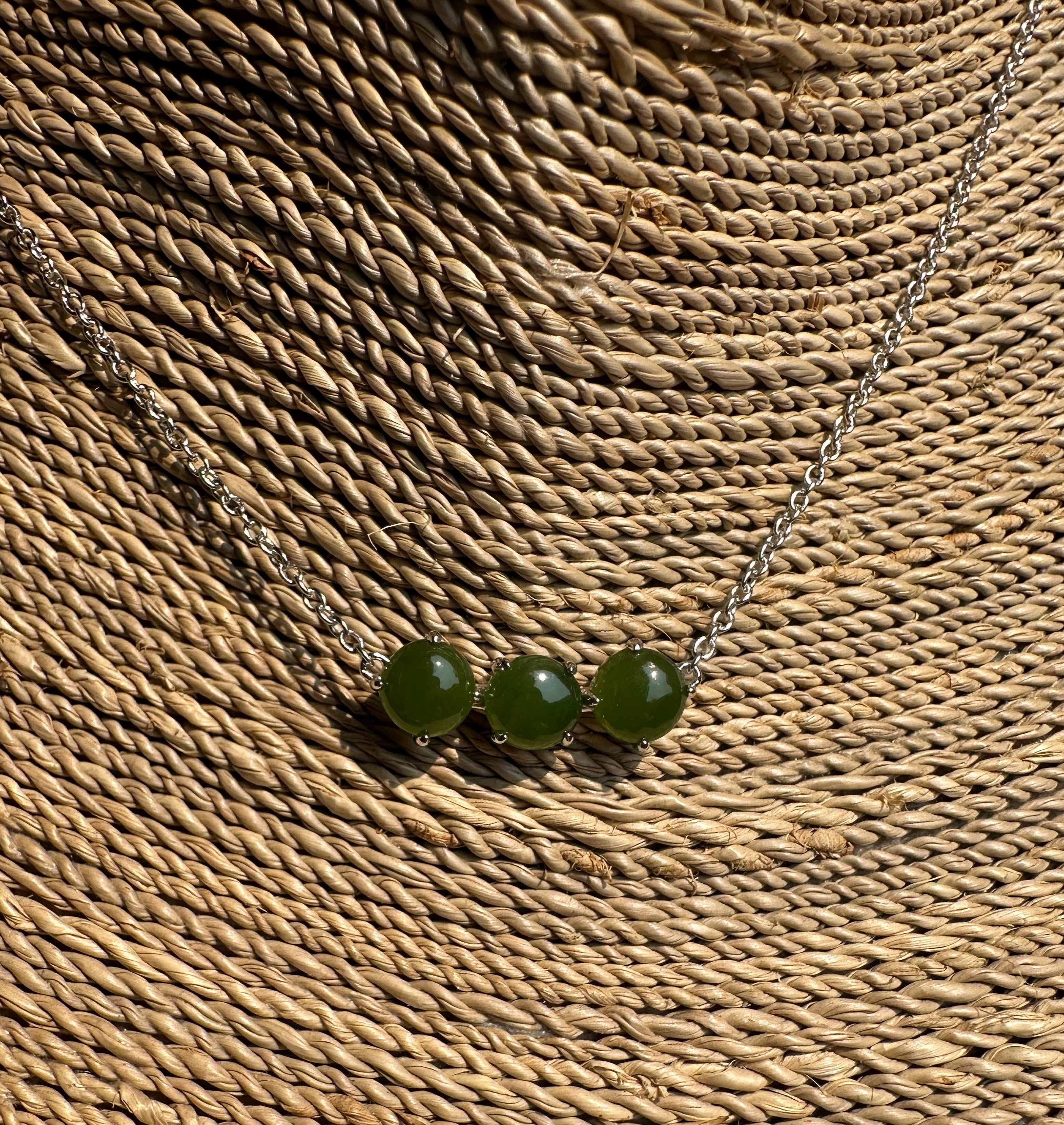 Canadian Jade and Silver 3 Piece Necklace