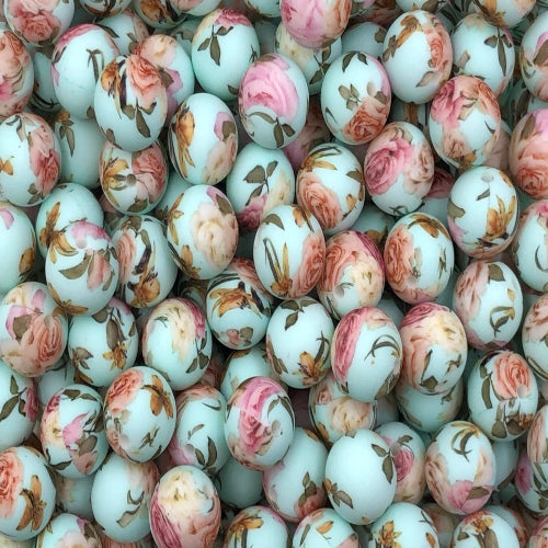 P301 MINT VICTORIAN FLORAL 15MM PRINT (10ct)