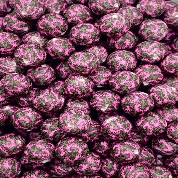 P614 PINK WESTERN FLORAL 15MM PRINT (10ct)