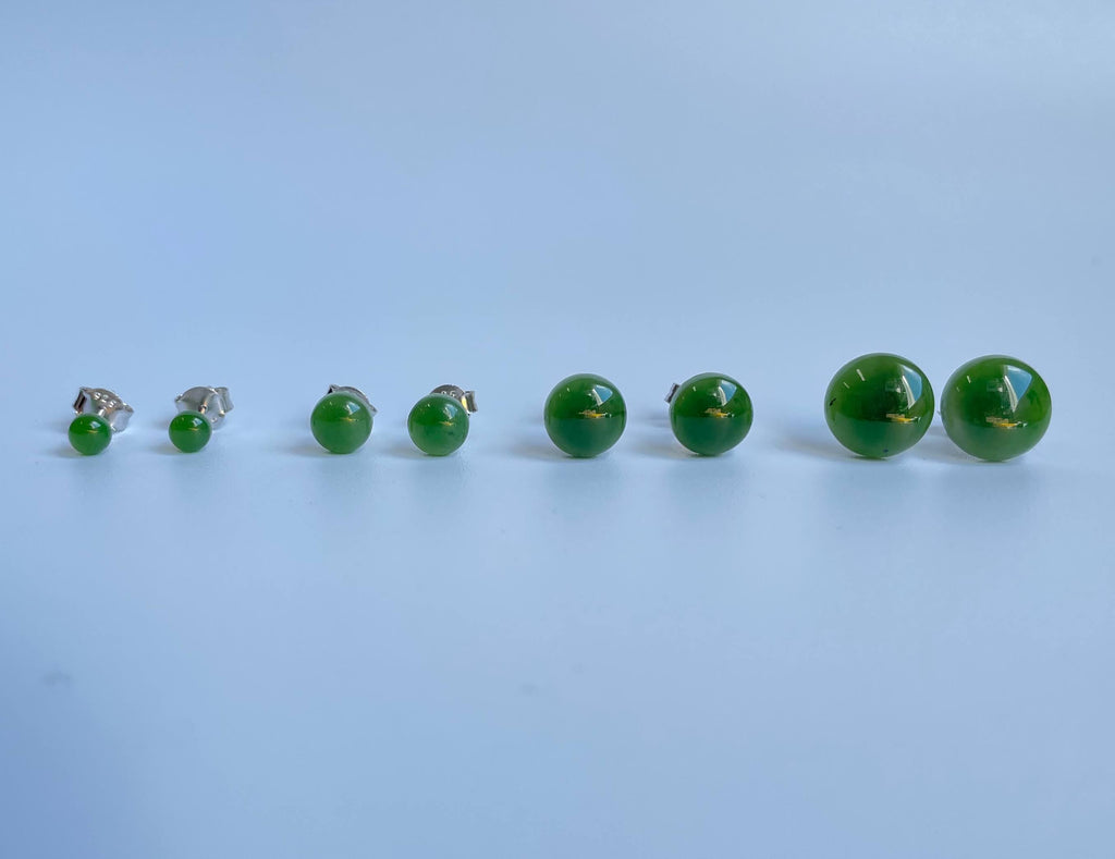 Jade Flat Stud Earrings, (Multiple sizes)