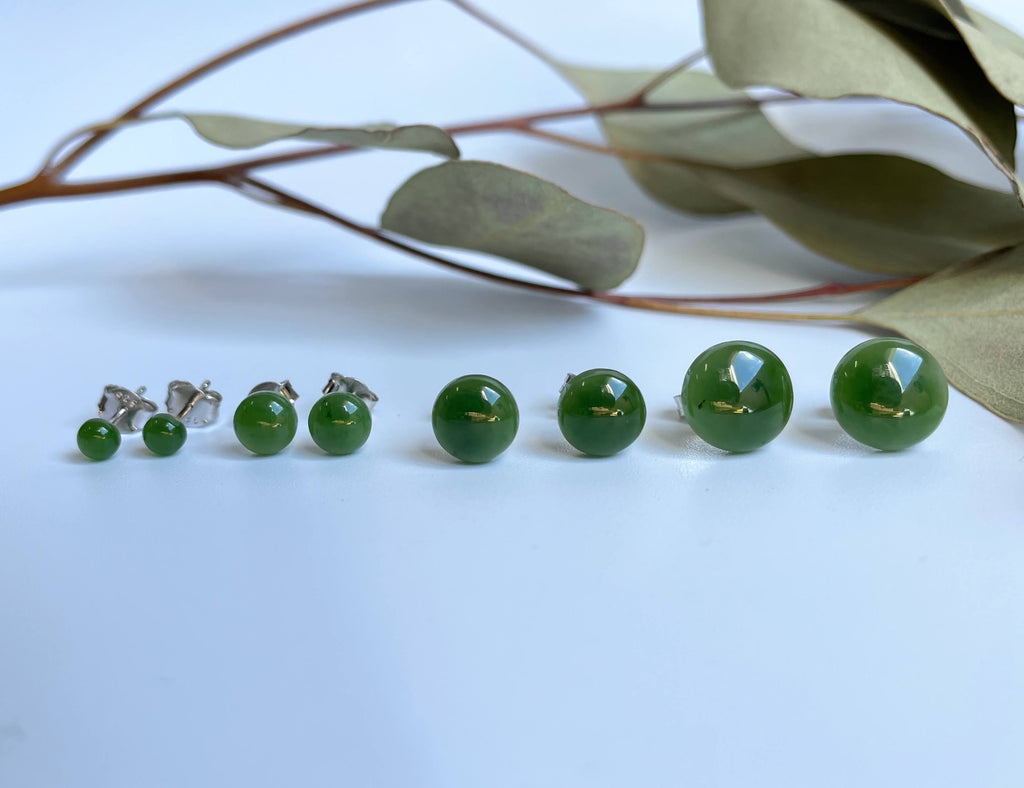 Jade Flat Stud Earrings, (Multiple sizes)