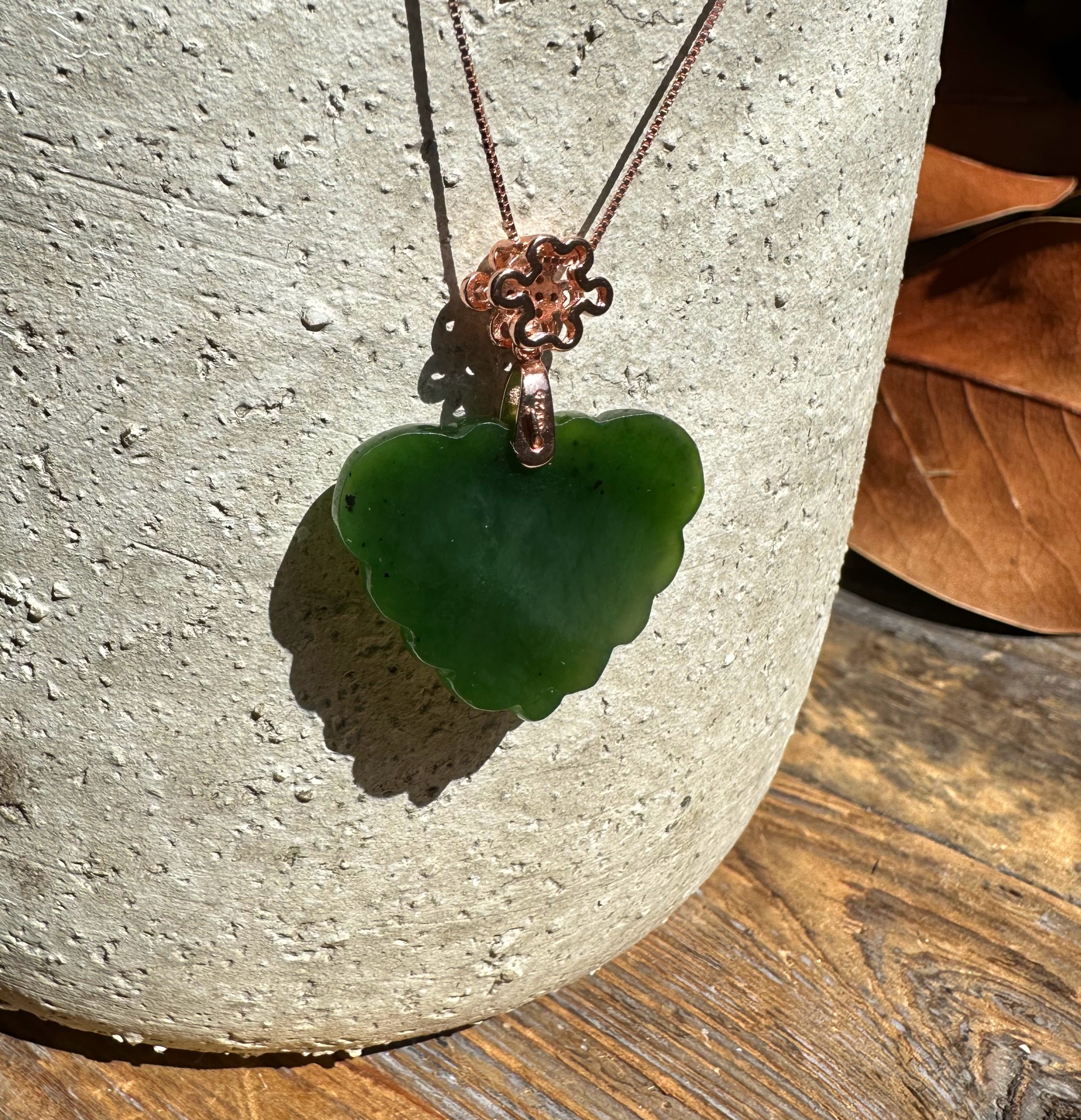 Dark Green Nephrite Jade Butterfly Pendant, 27mm