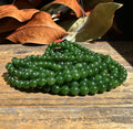 A Grade Dark Green 7mm Nephrite Jade Beads, unstrung 16"
