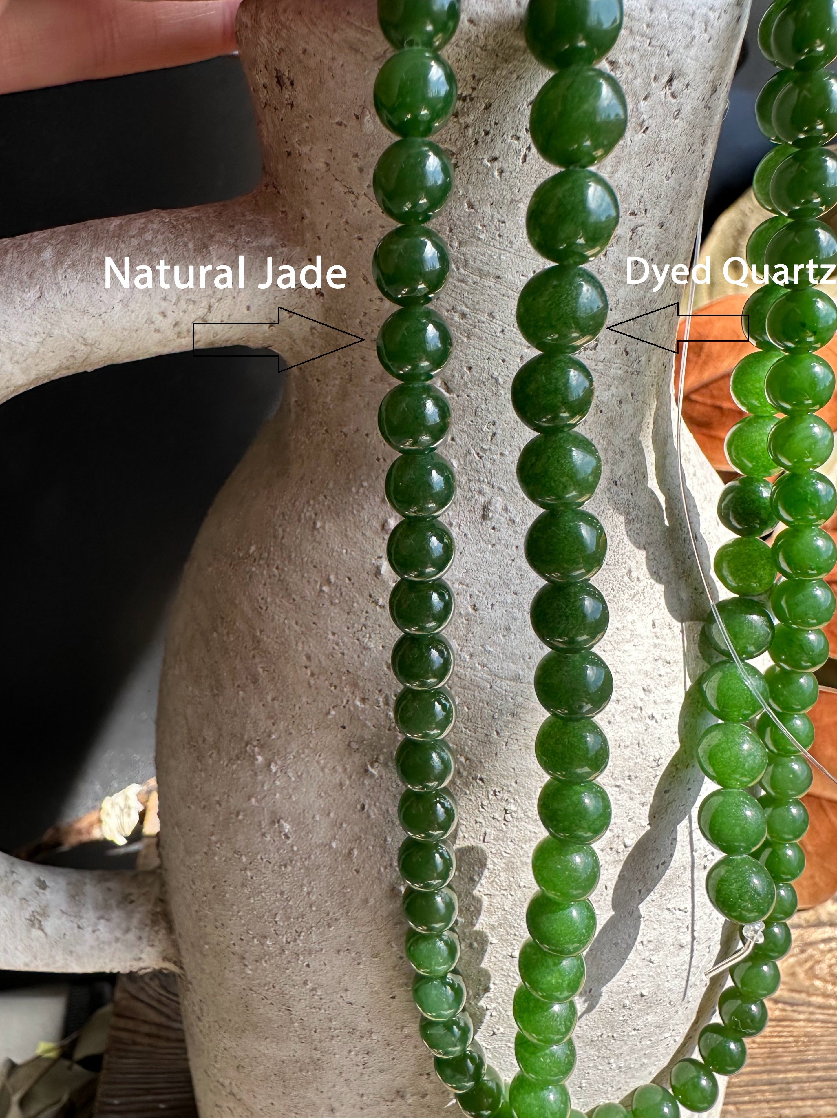 A Grade Dark Green 7mm Nephrite Jade Beads, unstrung 16"