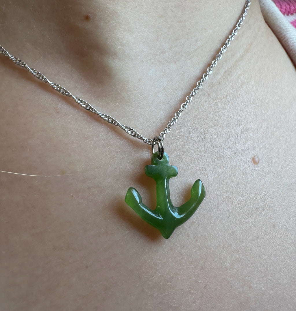 Jade Anchor Charm, 15mm