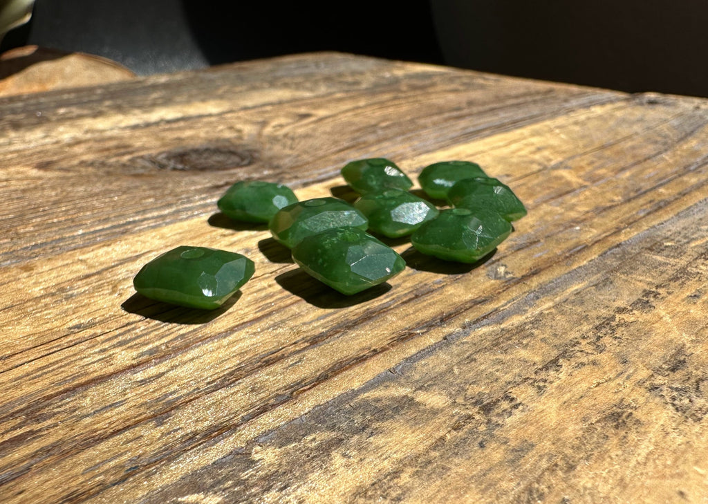 A Grade Faceted Canadian Jade Bead, 11.5x13.5mm