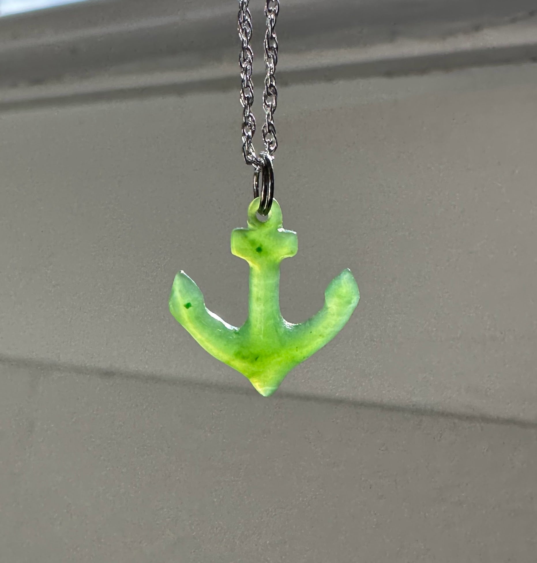 Jade Anchor Charm, 15mm