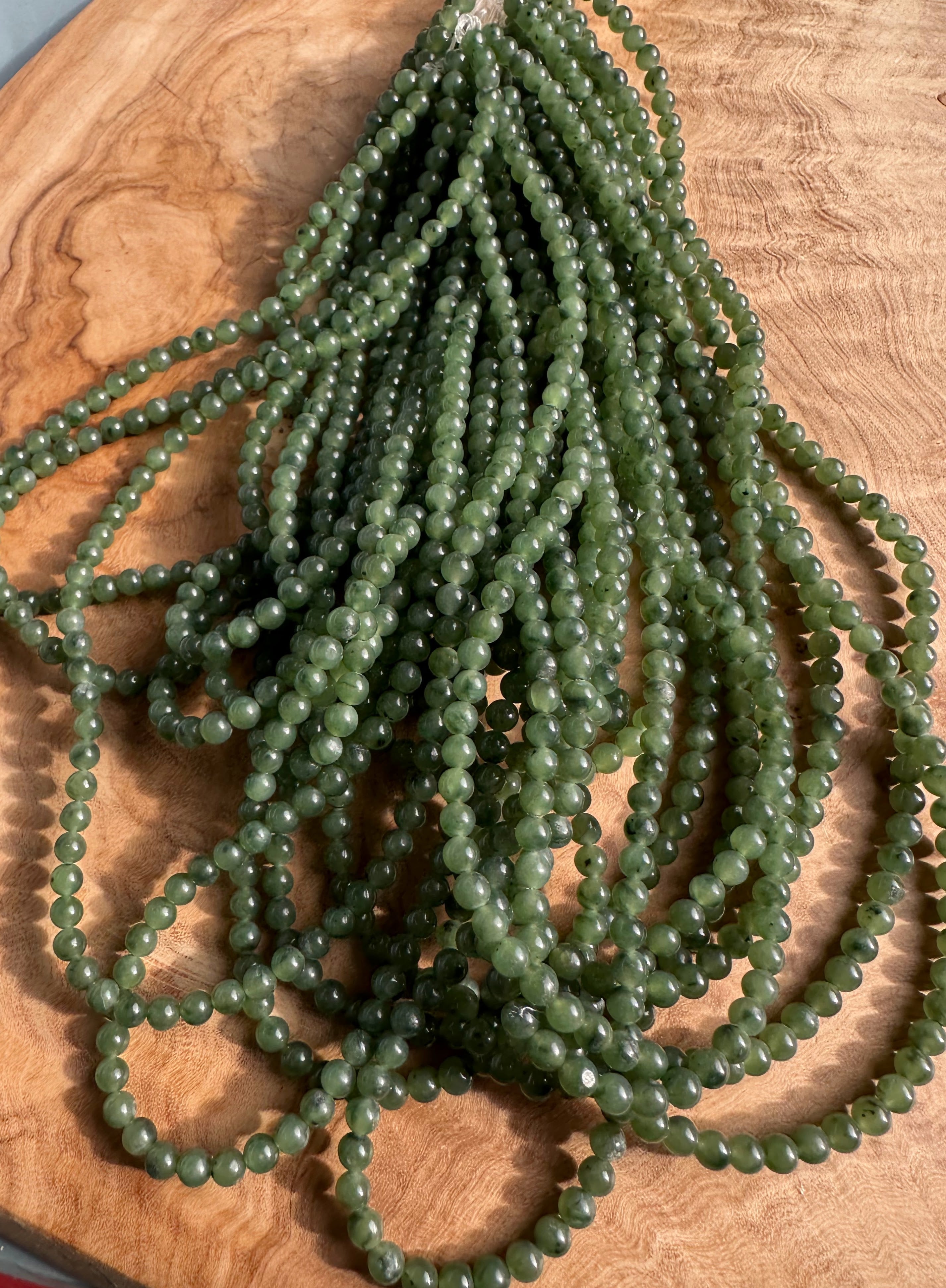 4mm Unstrung Nephrite Jade Beads Carving Grade, 16"
