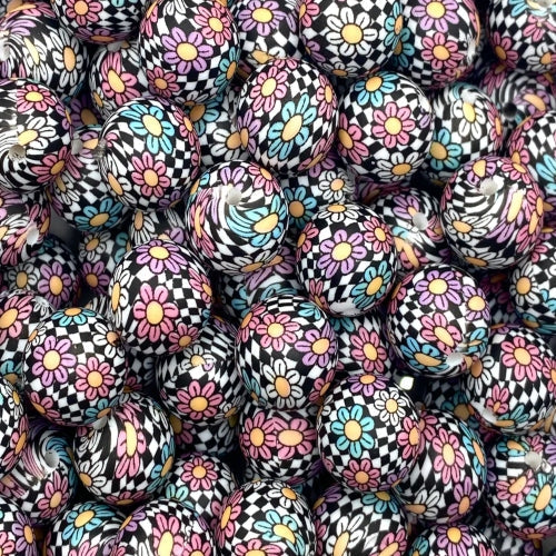 P597 GROOVY CHECKERED 15MM PRINT (10ct)