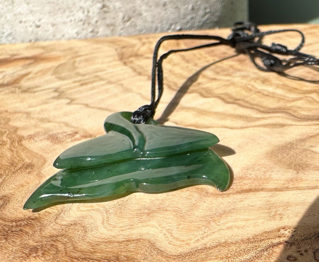 Jade Whale Tail Pendant, 33mm