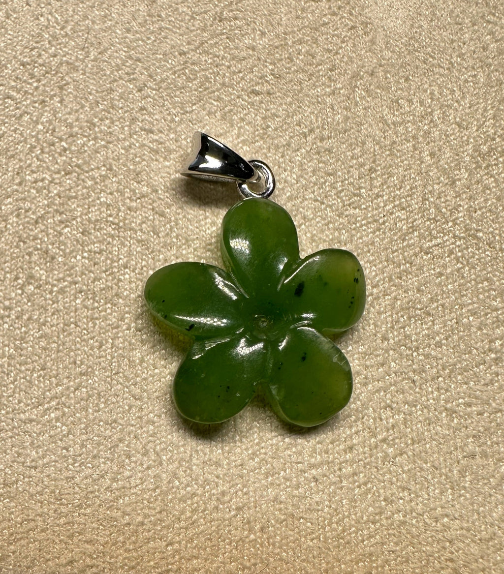 Jade Flower Pendant, Forget Me Knot