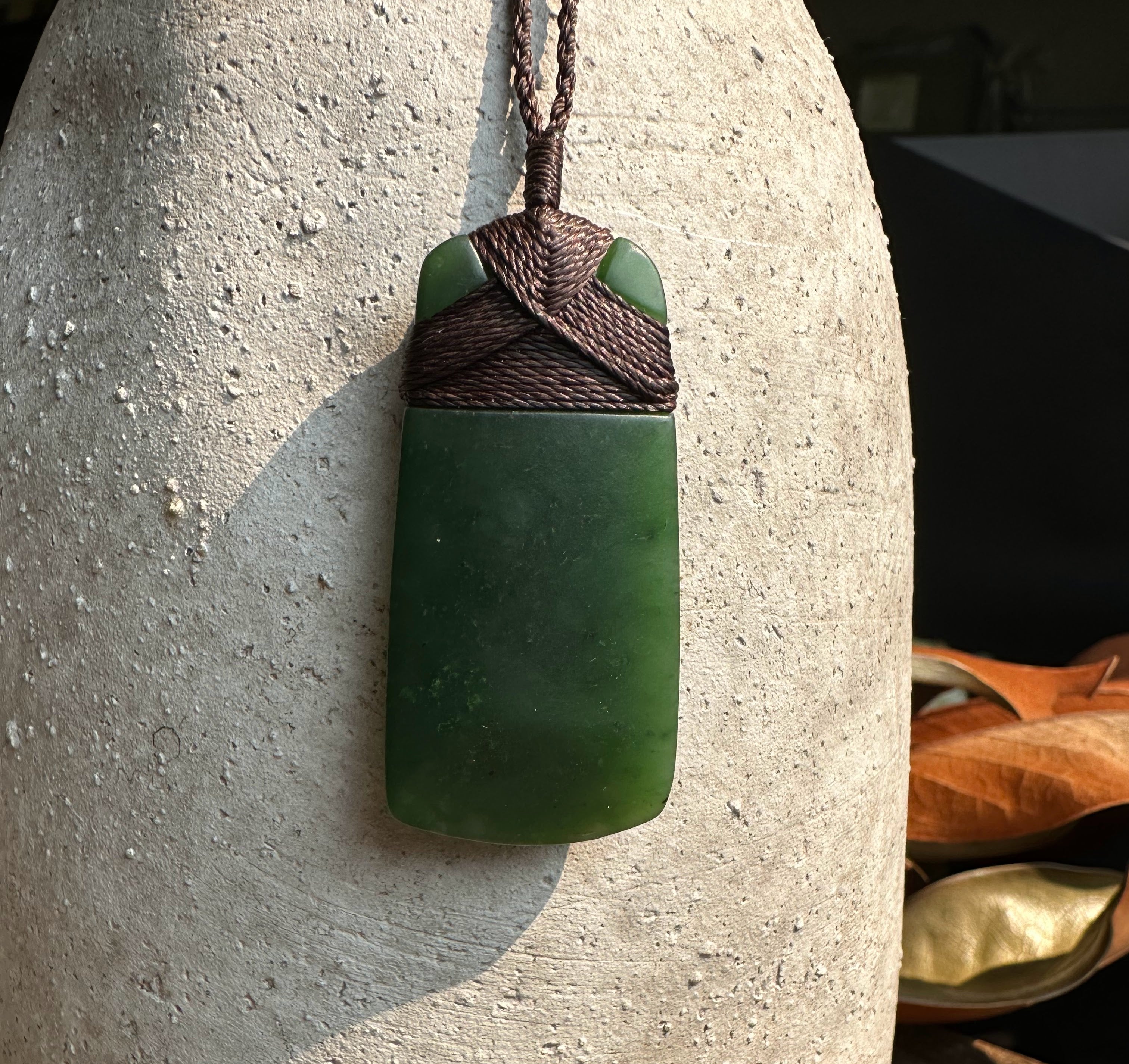 Dark Green Jade Pendant, 50mm