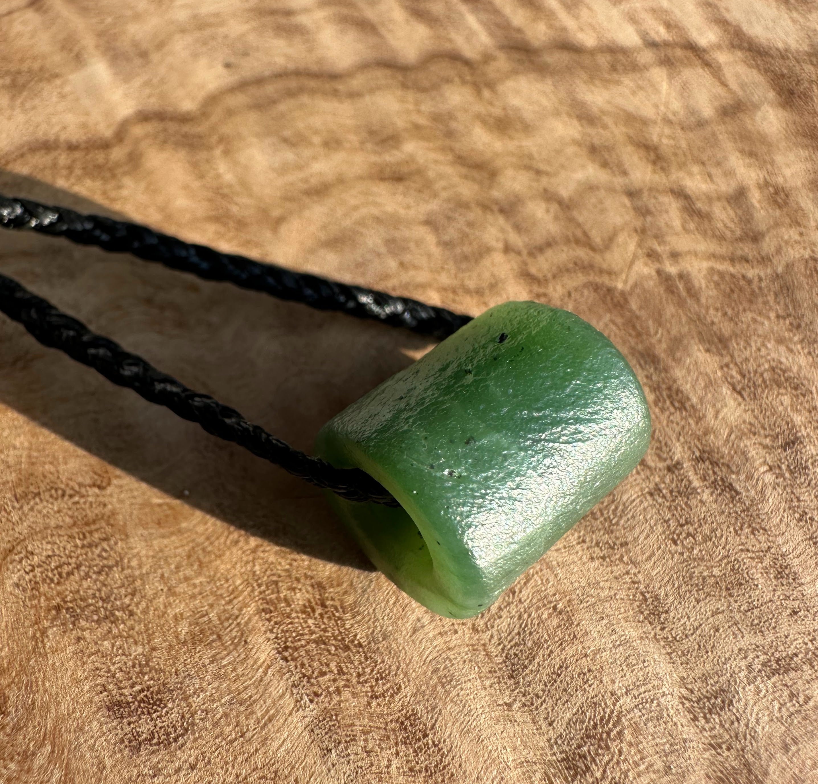 Canadian Jade Textured Bead Pendant - 12x14mm