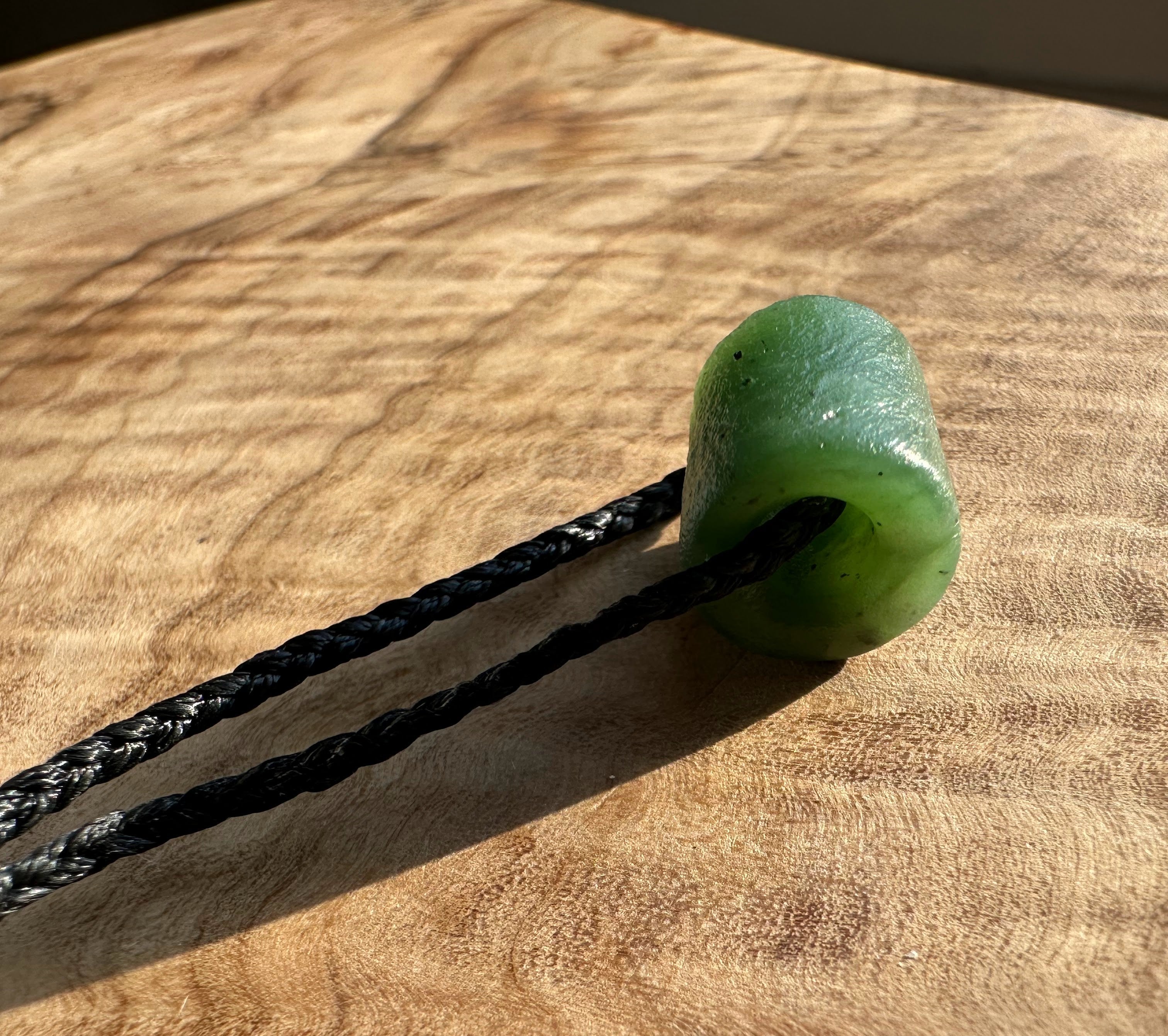 Canadian Jade Textured Bead Pendant - 12x14mm