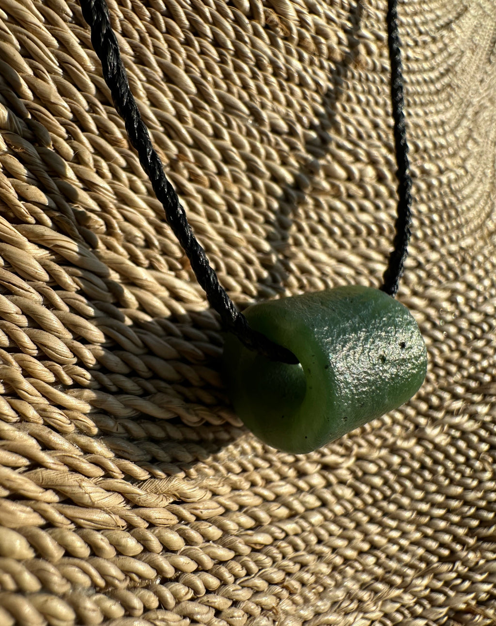 Canadian Jade Textured Bead Pendant - 12x14mm