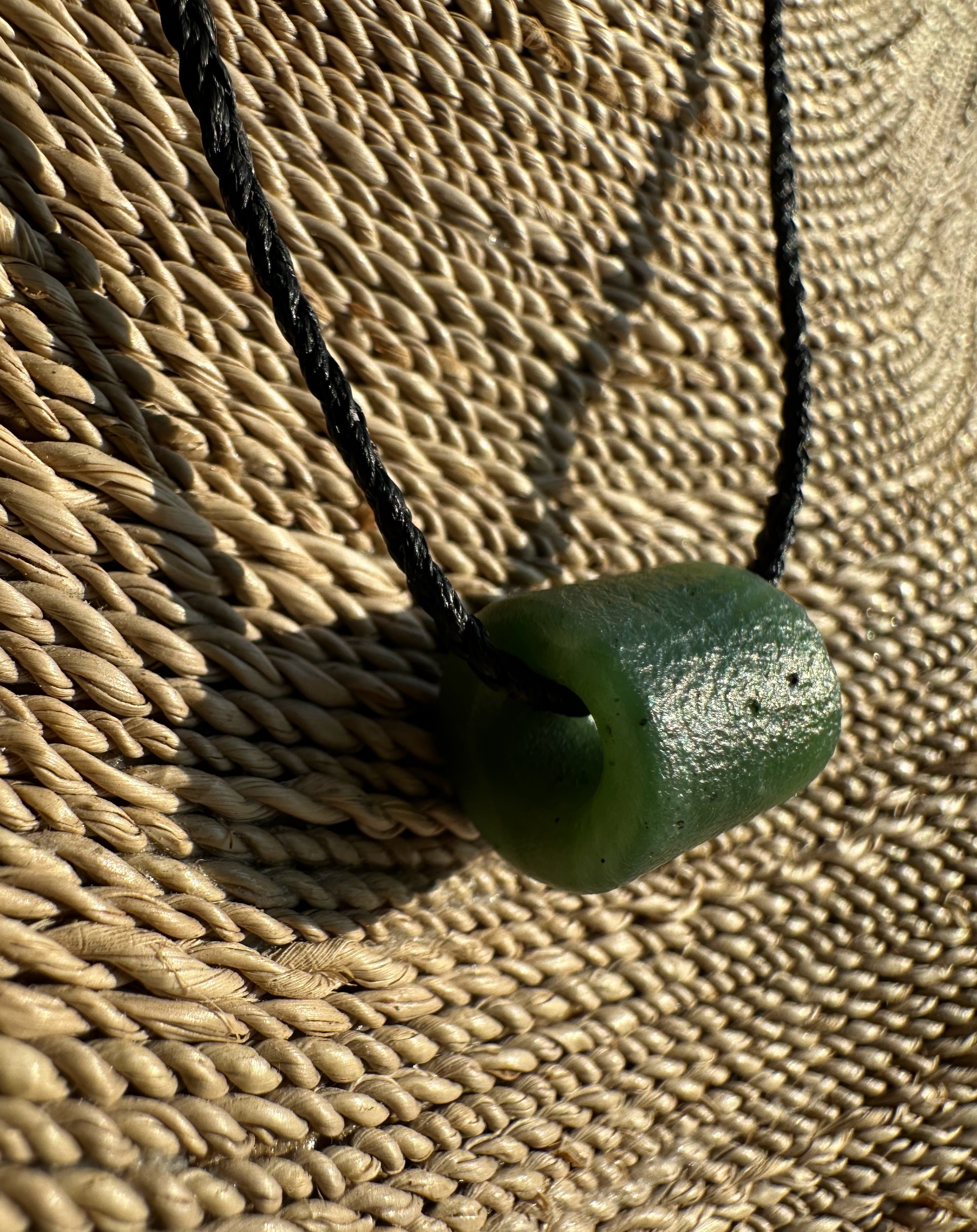 Canadian Jade Textured Bead Pendant - 12x14mm