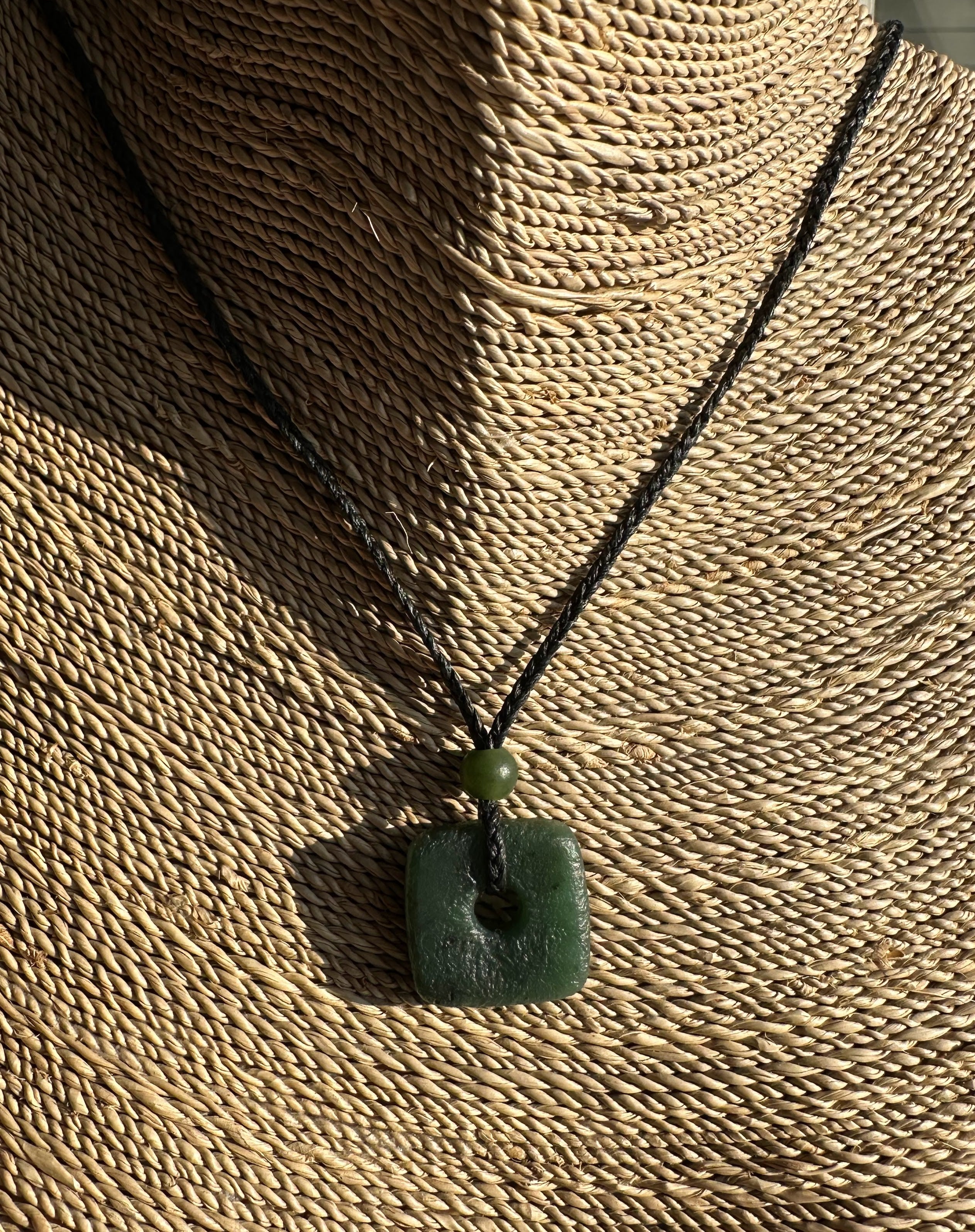 Canadian Jade Textured Square Pendant - 20mm - 3085-1